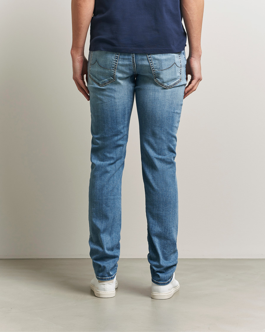 Herren | Jeans | Jacob Cohën | Bard Slim Fit Stretch Porsche Patch Jeans Mid Blue