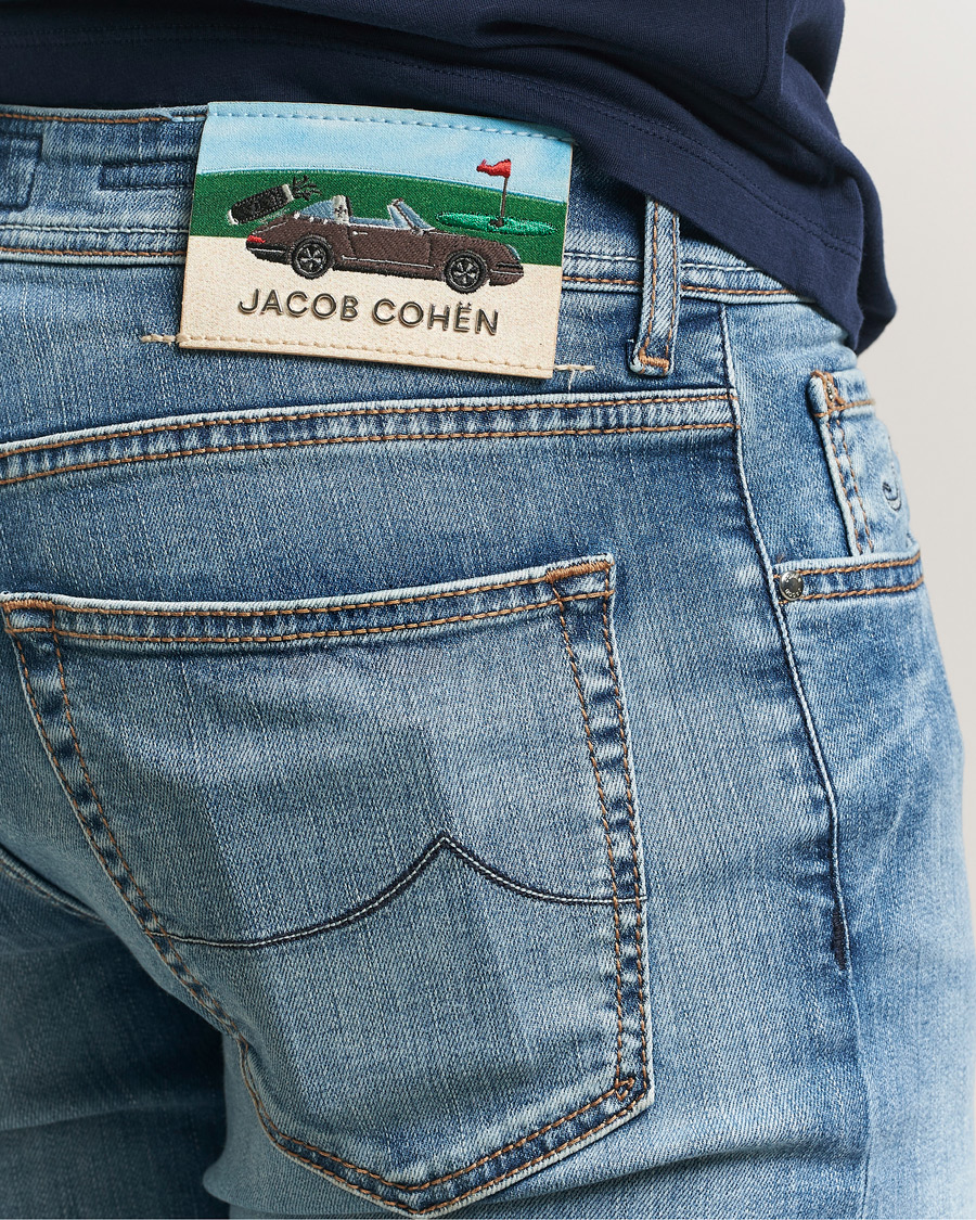 Herren | Jeans | Jacob Cohën | Bard Slim Fit Stretch Porsche Patch Jeans Mid Blue