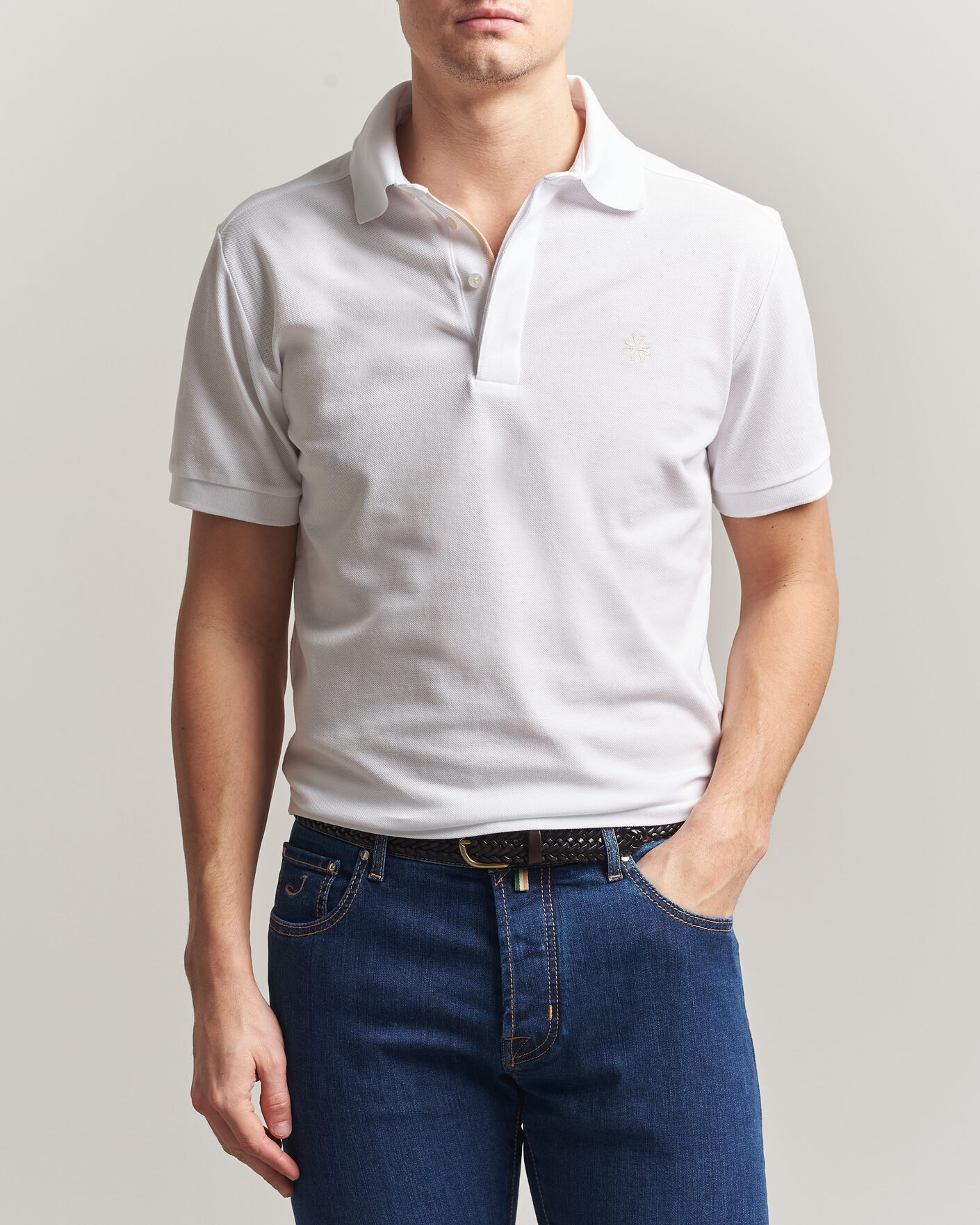 Herren | Poloshirts | Jacob Cohën | Cotton Polo Piquet Optical White