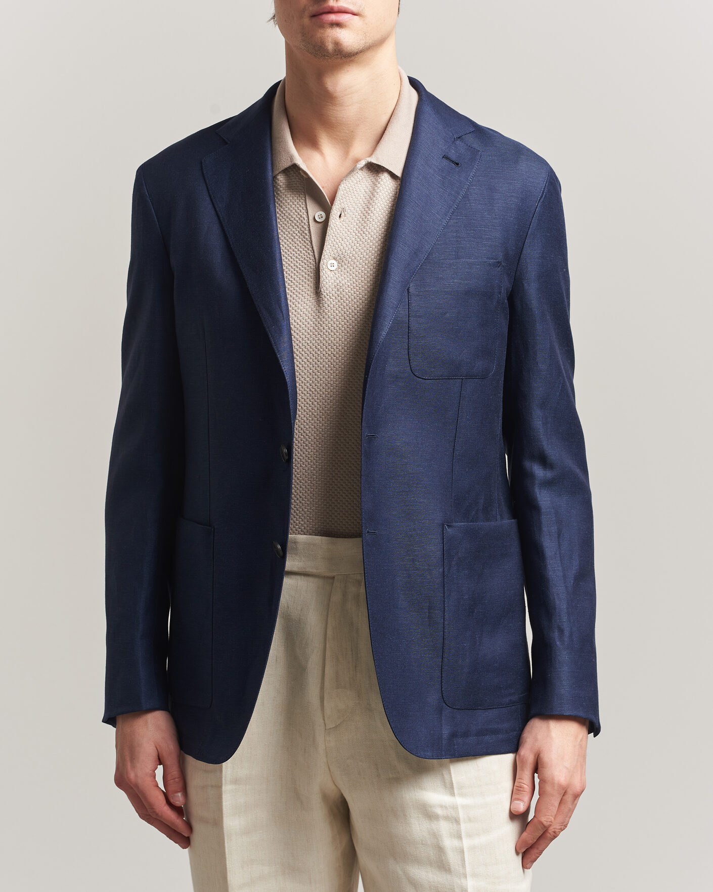 Herren | Sakkos | Canali | Unconstructed Wool/Linen Blazer Dark Blue