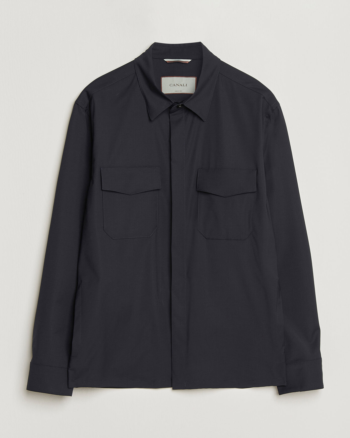 Herren | Hemden | Canali | Travel Wool Overshirt Navy
