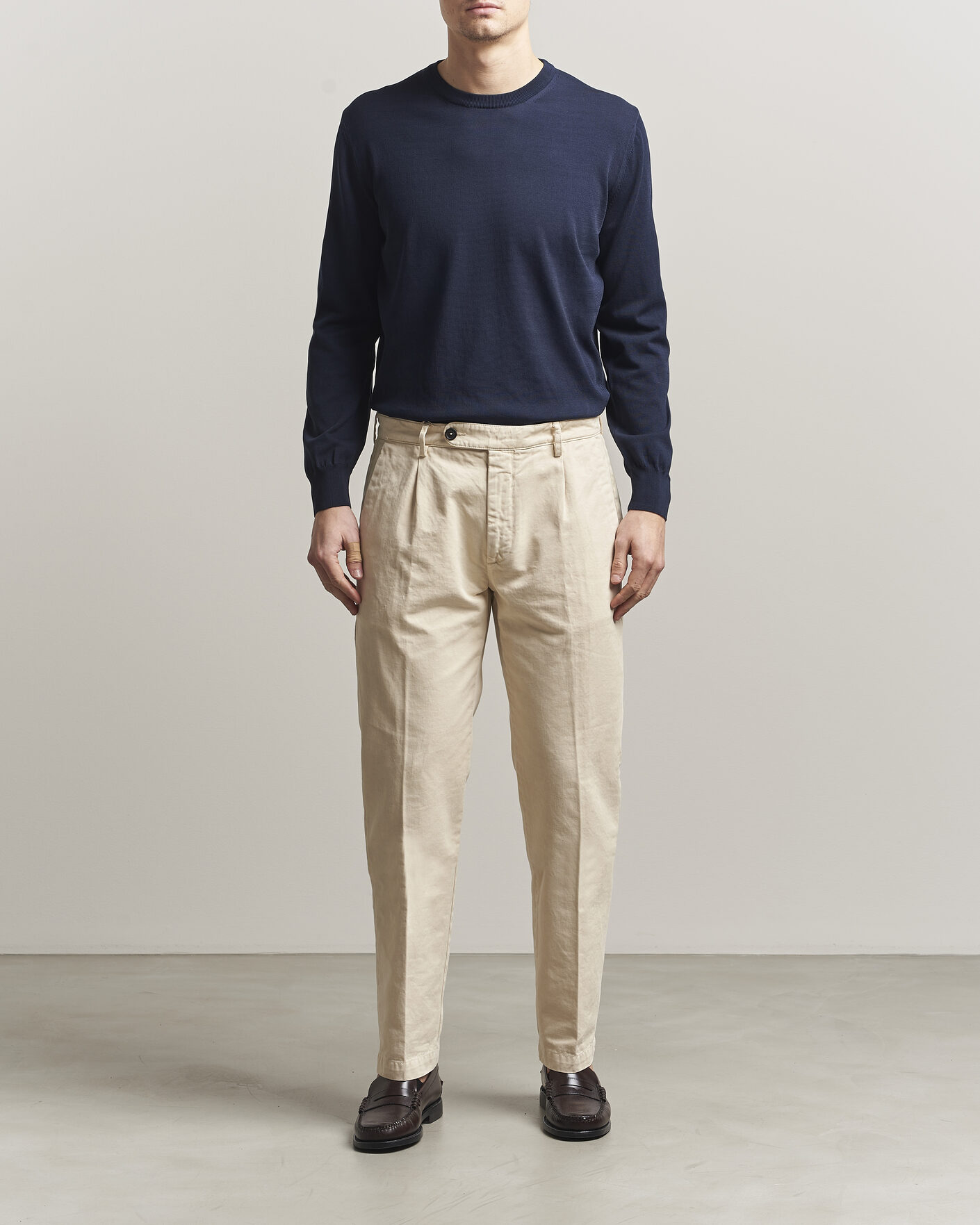 Herren | Pullover | Canali | Cotton Crew Neck Pullover Navy