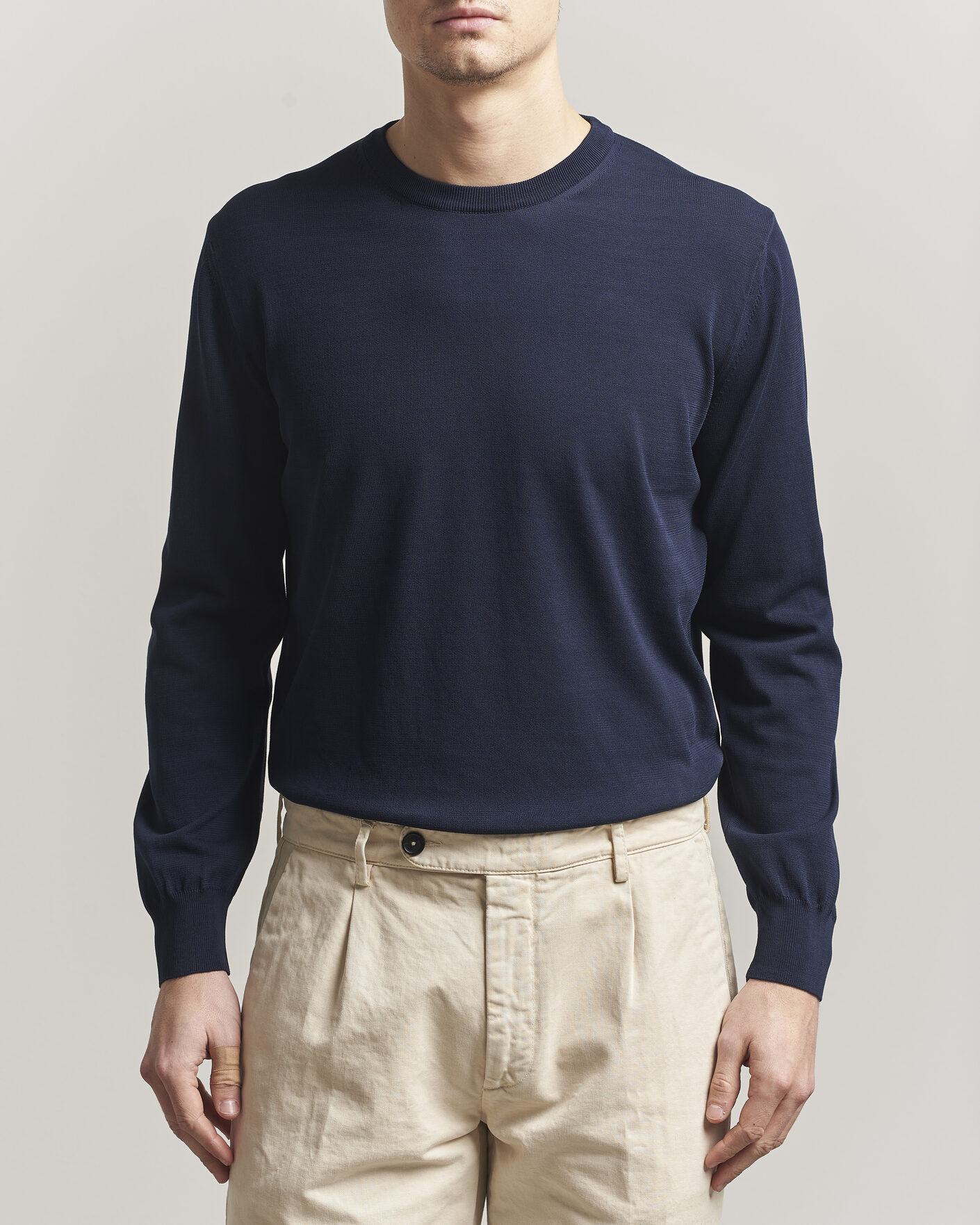 Herren | Pullover | Canali | Cotton Crew Neck Pullover Navy
