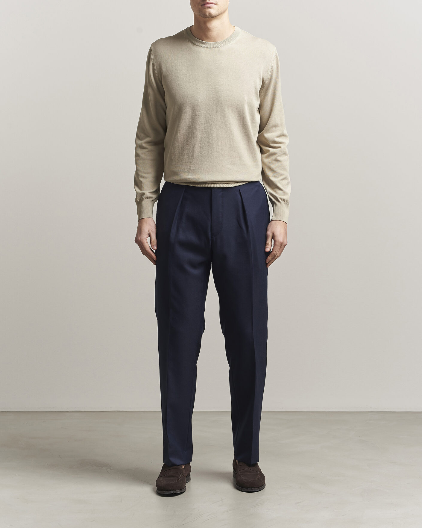 Herren | Pullover | Canali | Cotton Crew Neck Pullover Beige