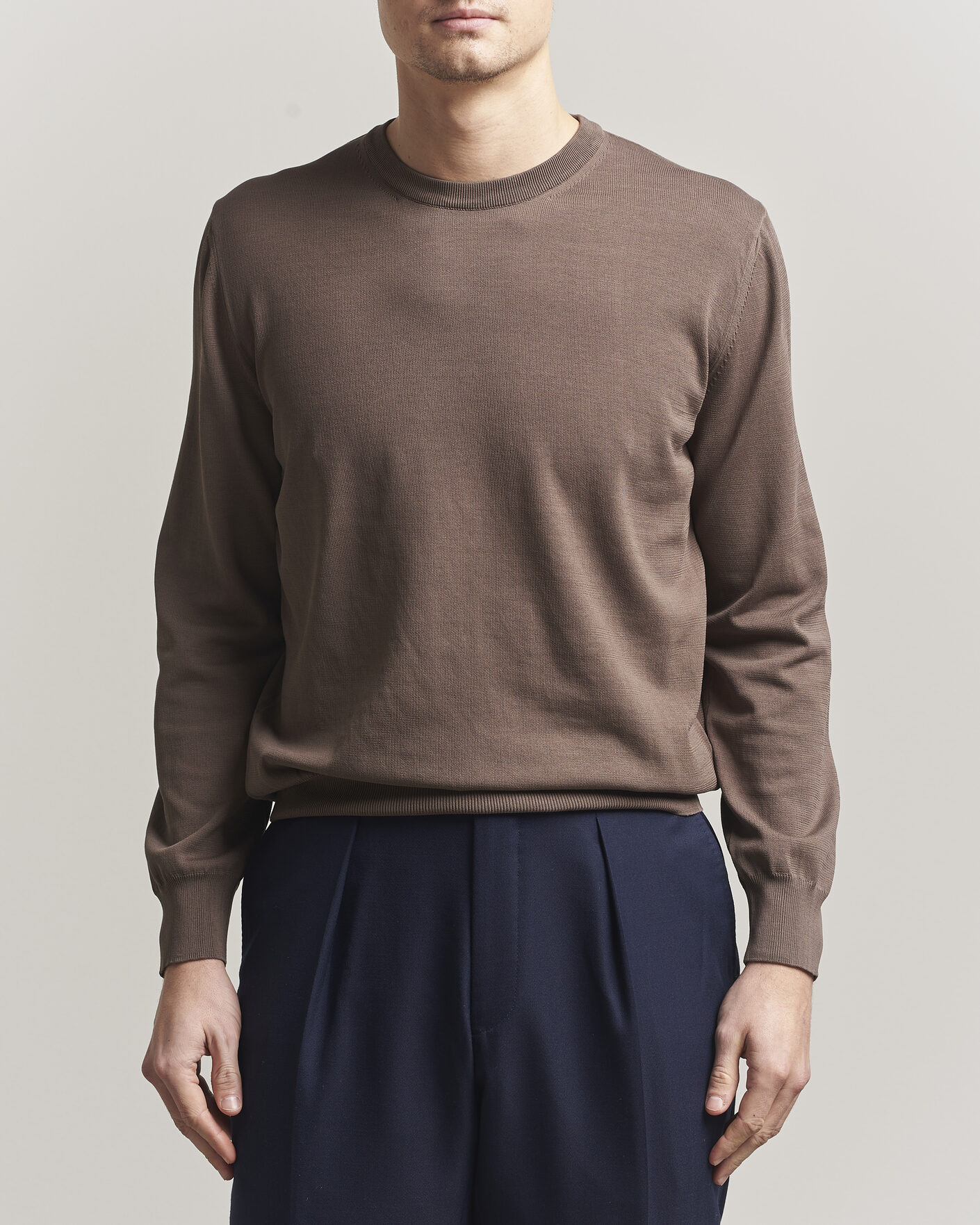 Herren | Pullover | Canali | Cotton Crew Neck Pullover Brown
