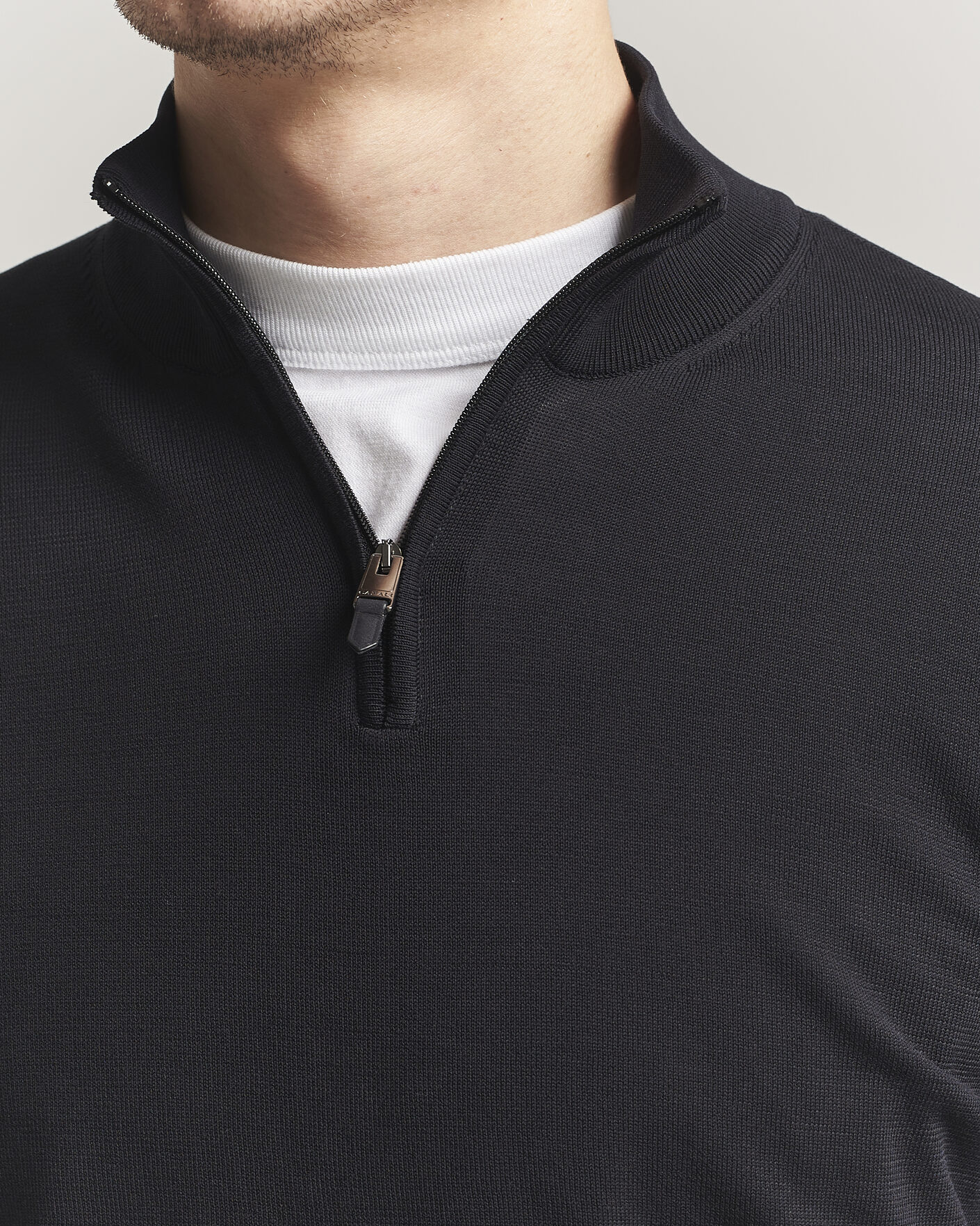Herren | Pullover | Canali | Cotton Half Zip Black
