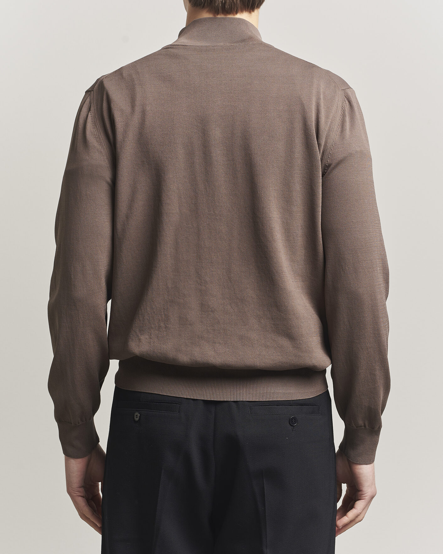 Herren | Pullover | Canali | Cotton Half Zip Brown