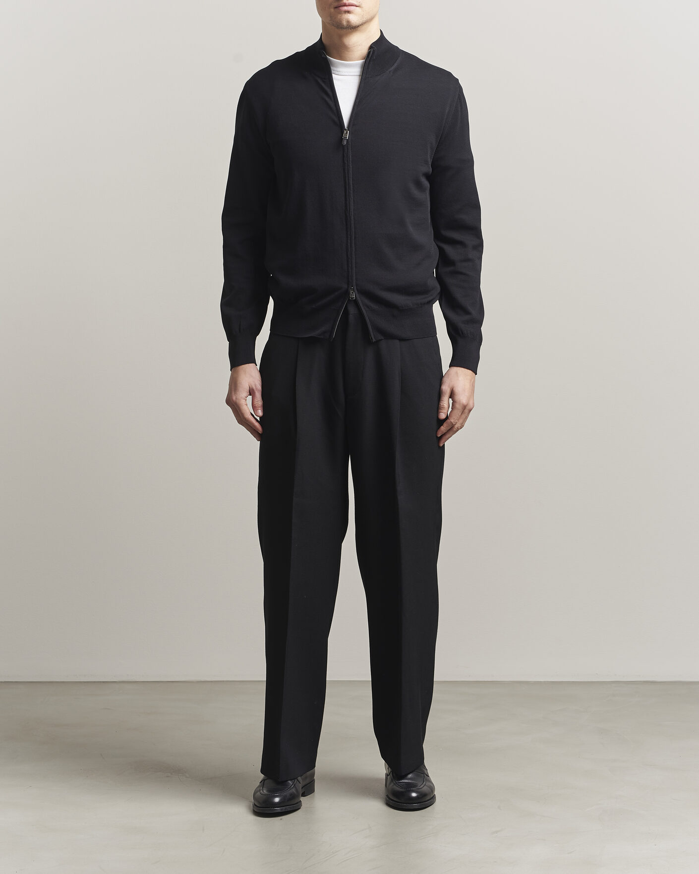 Herren | Pullover | Canali | Cotton Full Zip Black
