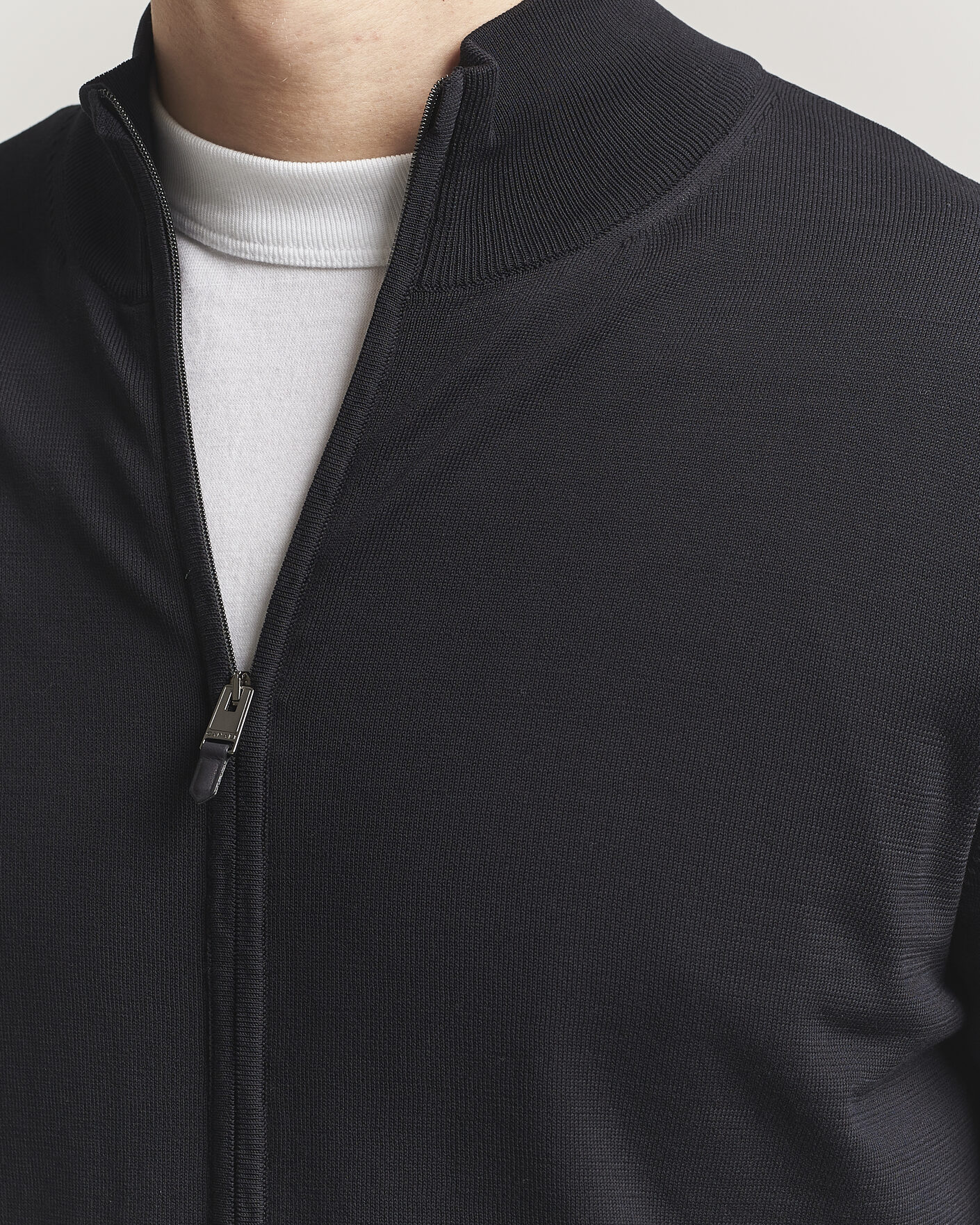 Herren | Pullover | Canali | Cotton Full Zip Black