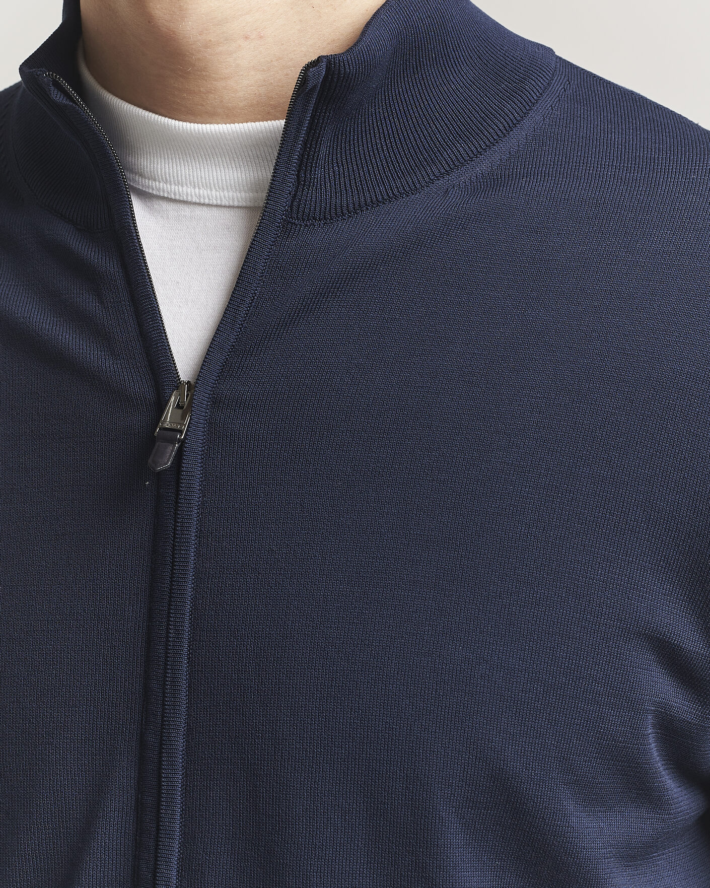 Herren | Pullover | Canali | Cotton Full Zip Navy