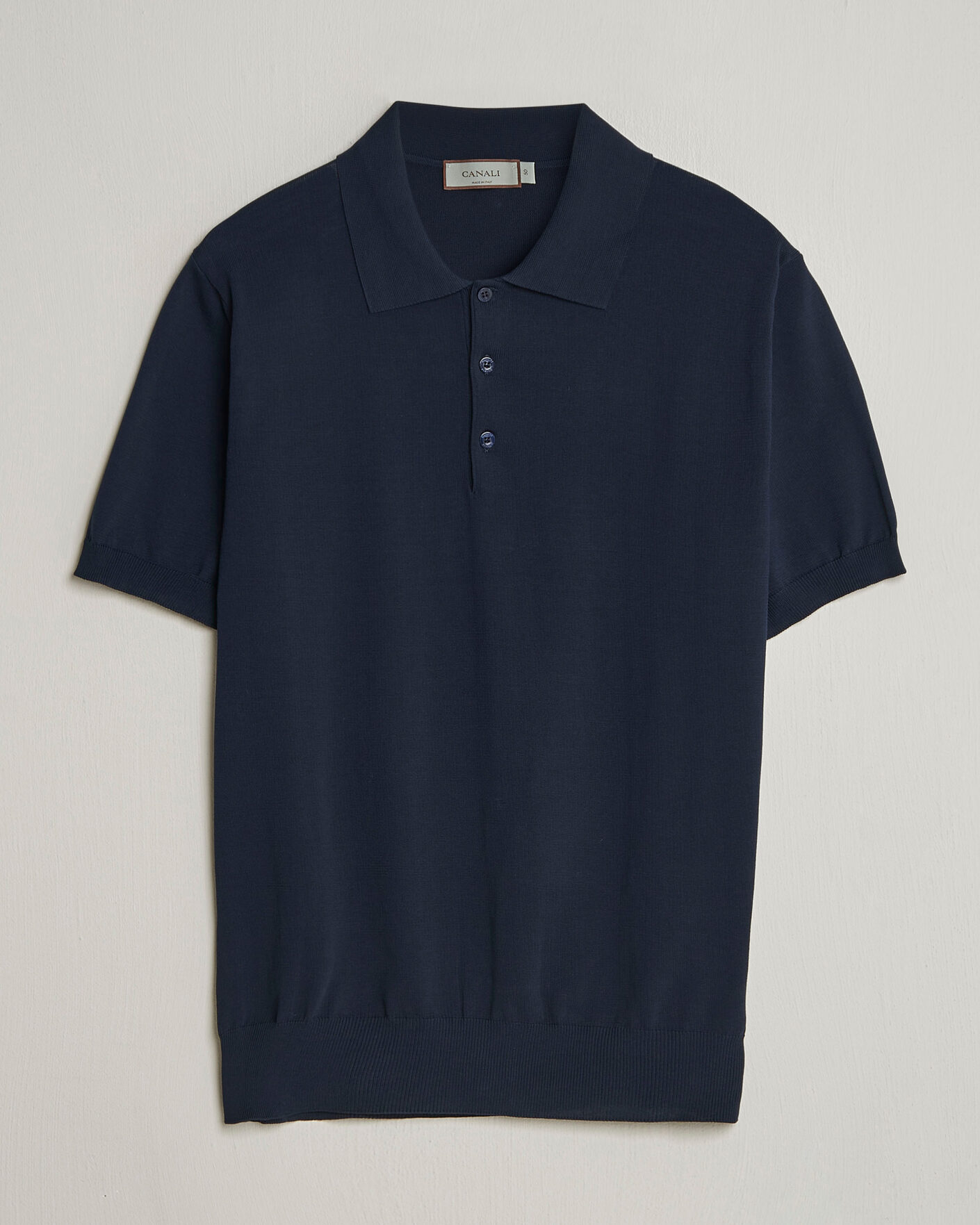 Herren | Poloshirts | Canali | Cotton Short Sleeve Polo Navy