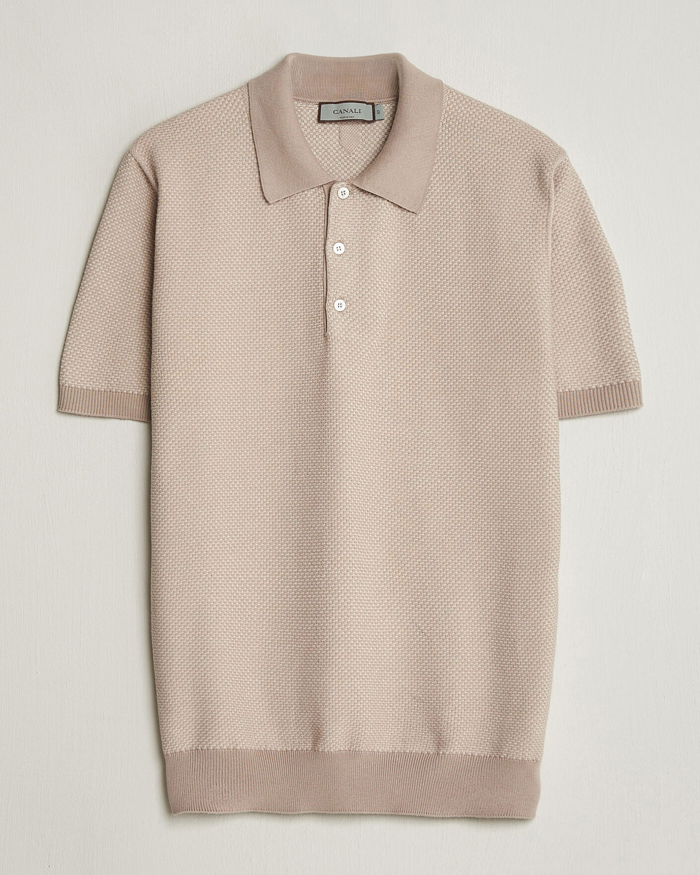 Herren | Poloshirts | Canali | Textured Knit Short Sleeve Polo Light Beige