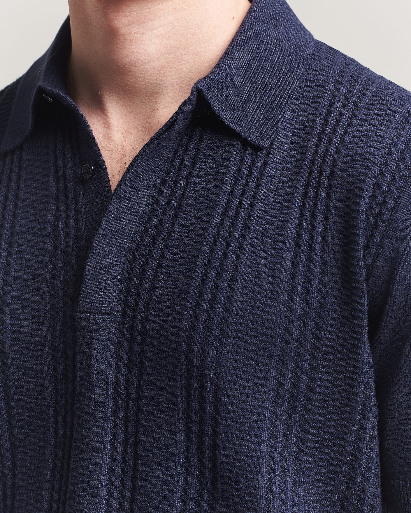 Herren | Poloshirts | Canali | Jacquard Short Sleeve Polo Navy