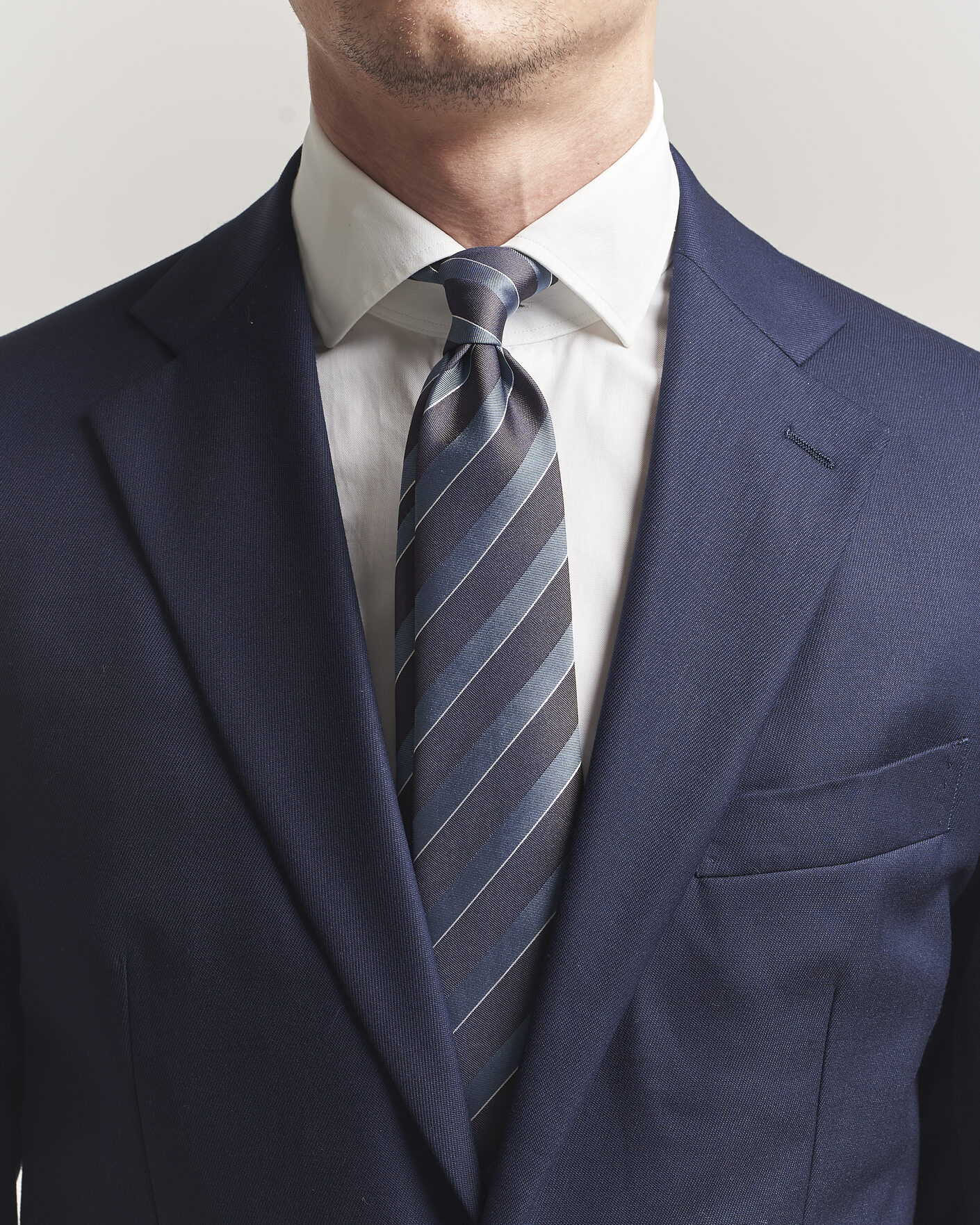 Herren | Krawatten | Canali | Regimental Stripe Silk Tie Brown/Blue