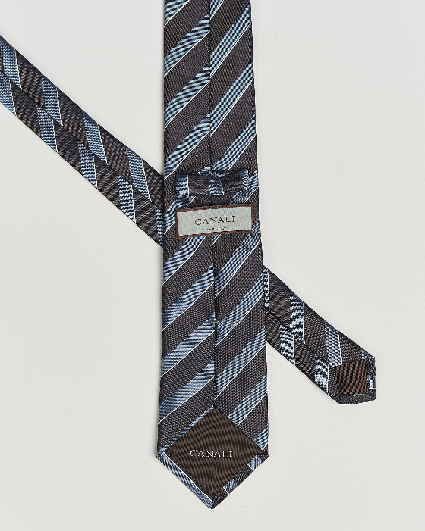 Herren | Krawatten | Canali | Regimental Stripe Silk Tie Brown/Blue