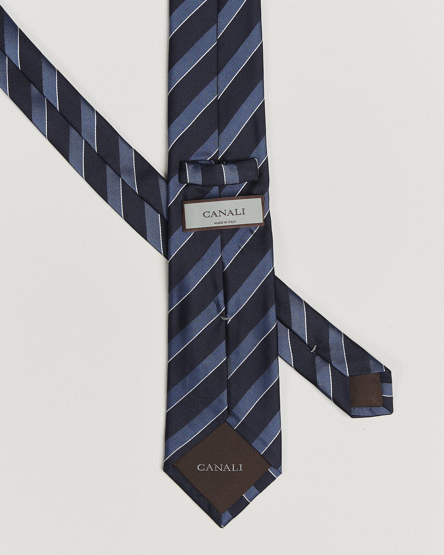 Herren | Krawatten | Canali | Regimental Stripe Silk Tie Navy/Blue