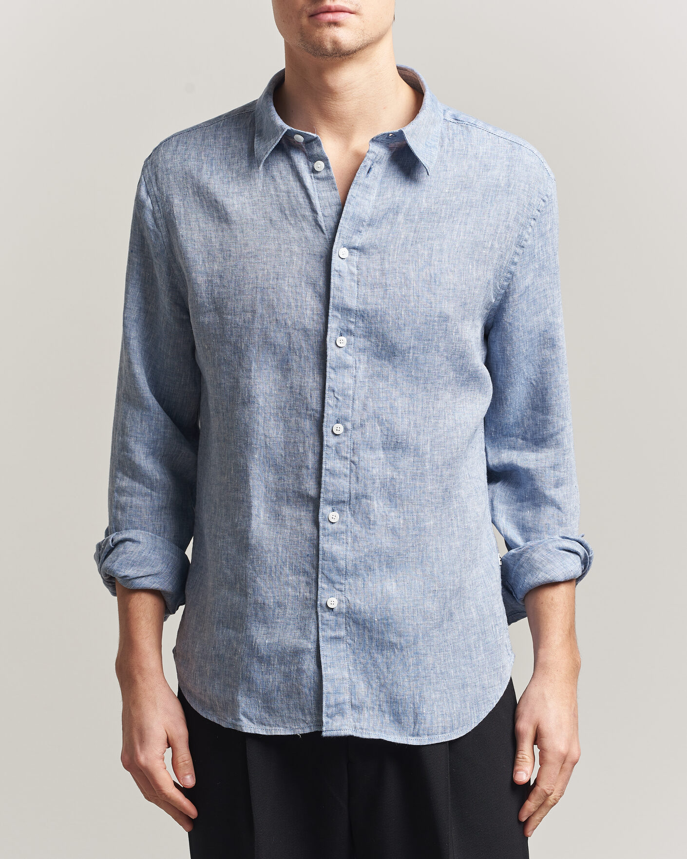 Herren | Hemden | J.Lindeberg | Marlon Linen Melange Shirt Federal Blue