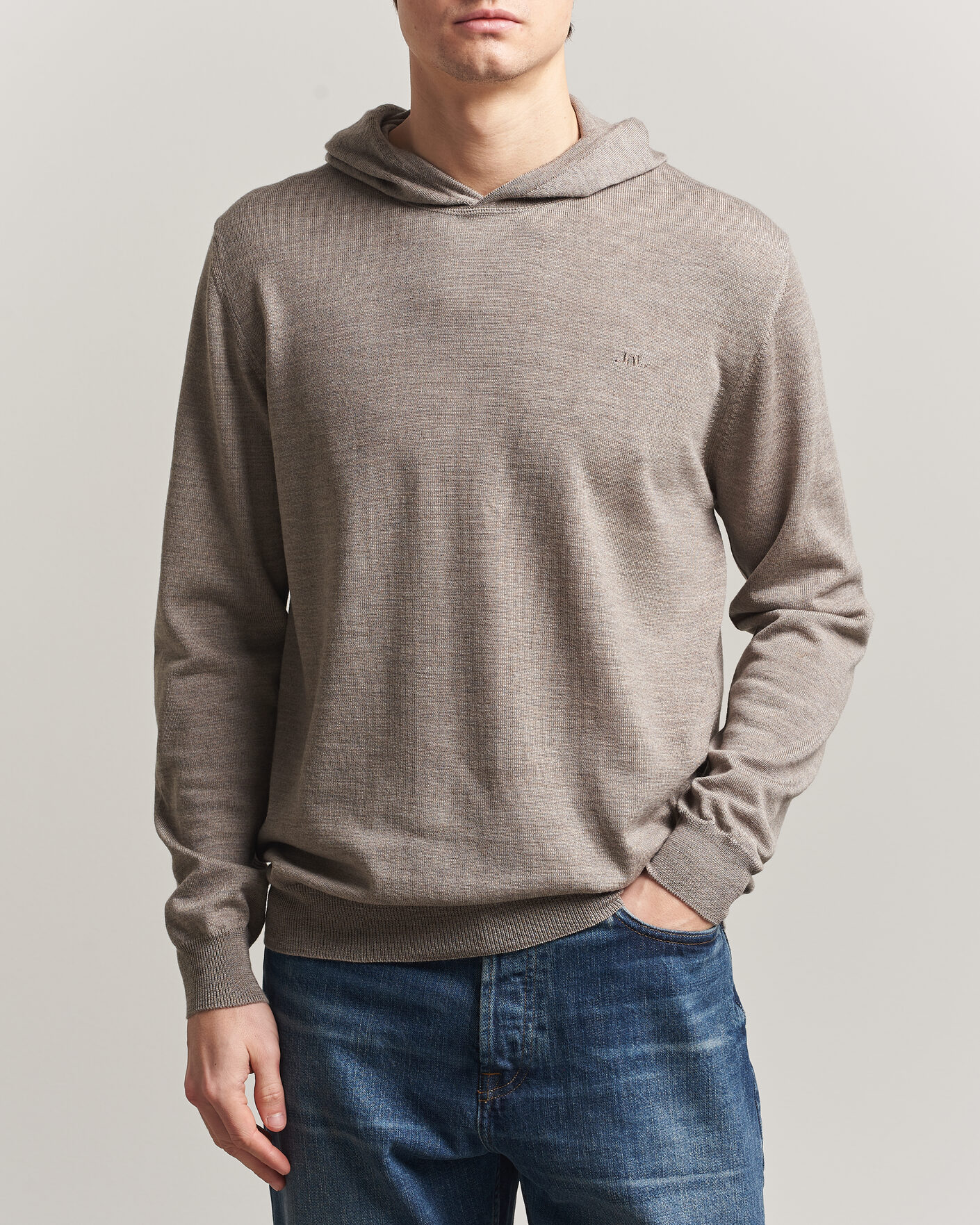 Herren | Pullover | J.Lindeberg | Karl Merino Hoodie Brindle Melange