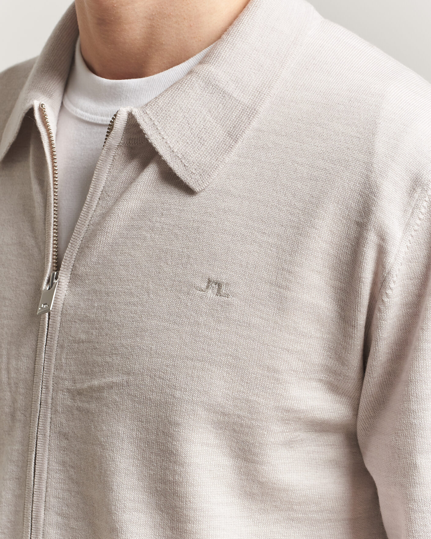 Herren | Pullover | J.Lindeberg | Kaleb Merino Cardigan Moonbeam Melange