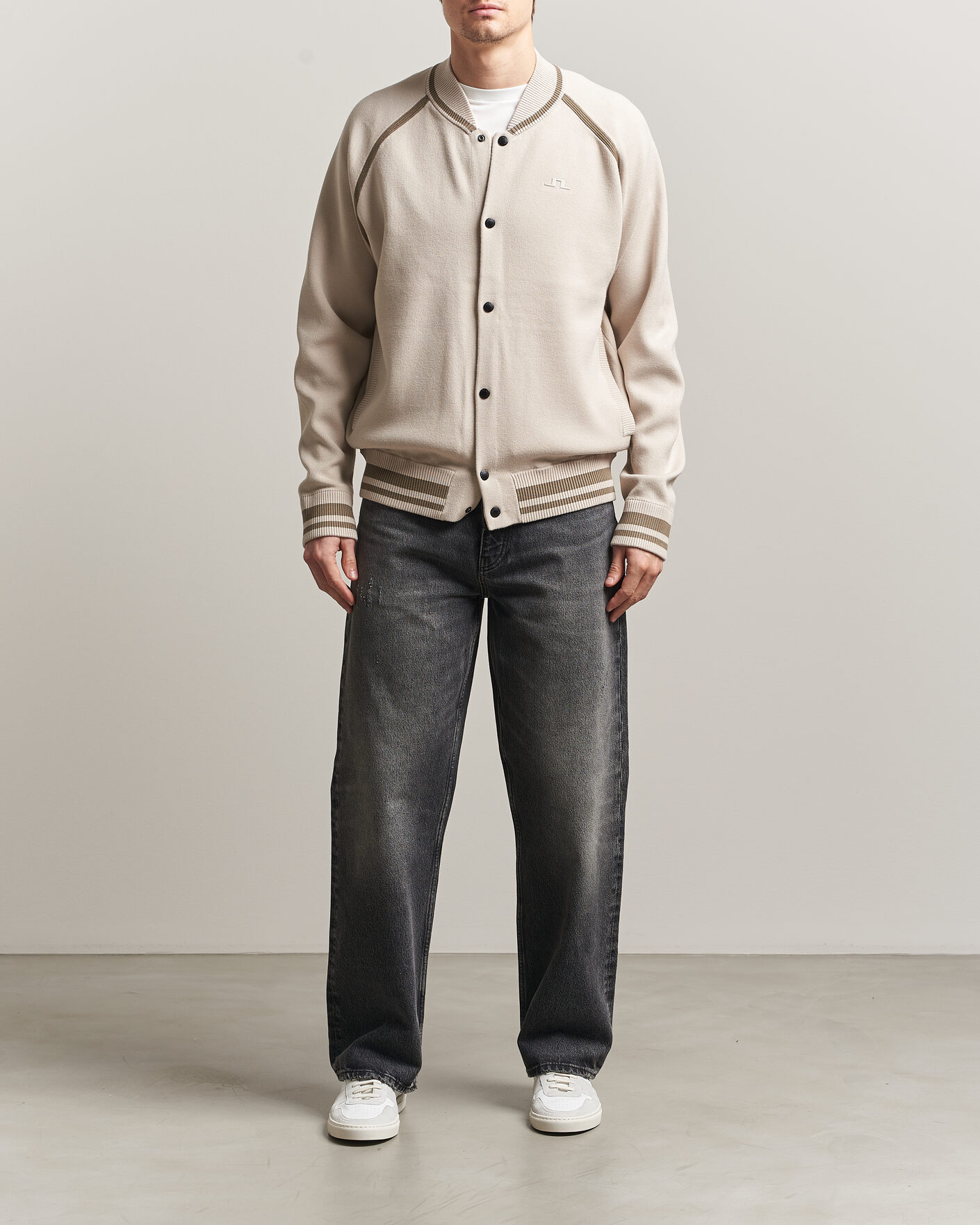 Herren | Jacken | J.Lindeberg | Stanley Jacquard Knit Bomber Moonbeam