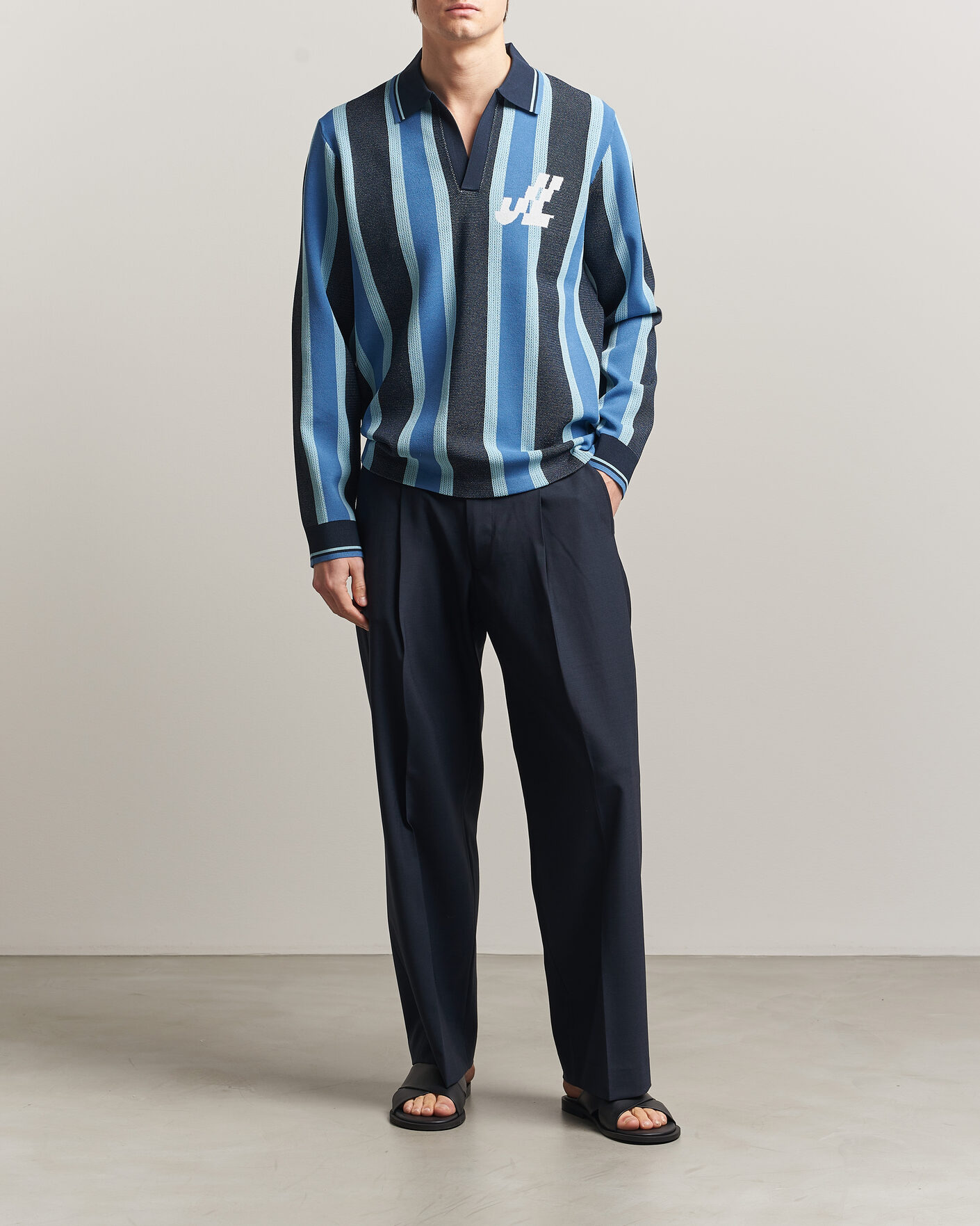 Herren | Poloshirts | J.Lindeberg | Silas Stripe Polo Knit JL Navy