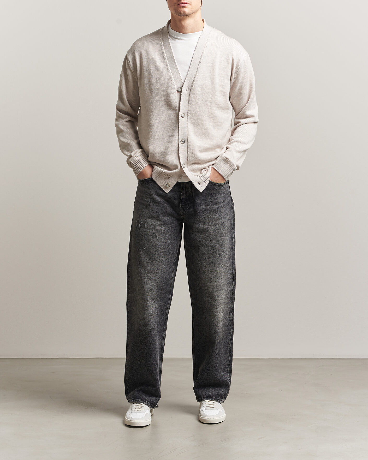 Herren | Pullover | J.Lindeberg | Jared Merino Cardigan Moonbeam Melange