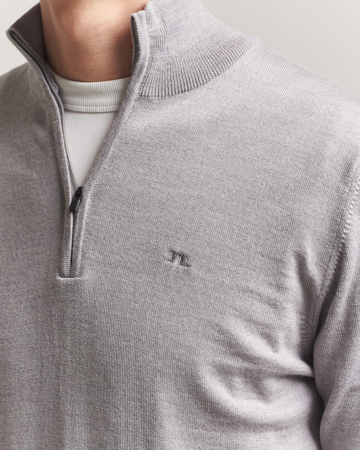 Herren | Pullover | J.Lindeberg | Kiyan Merino Half Zip Light Grey Melange