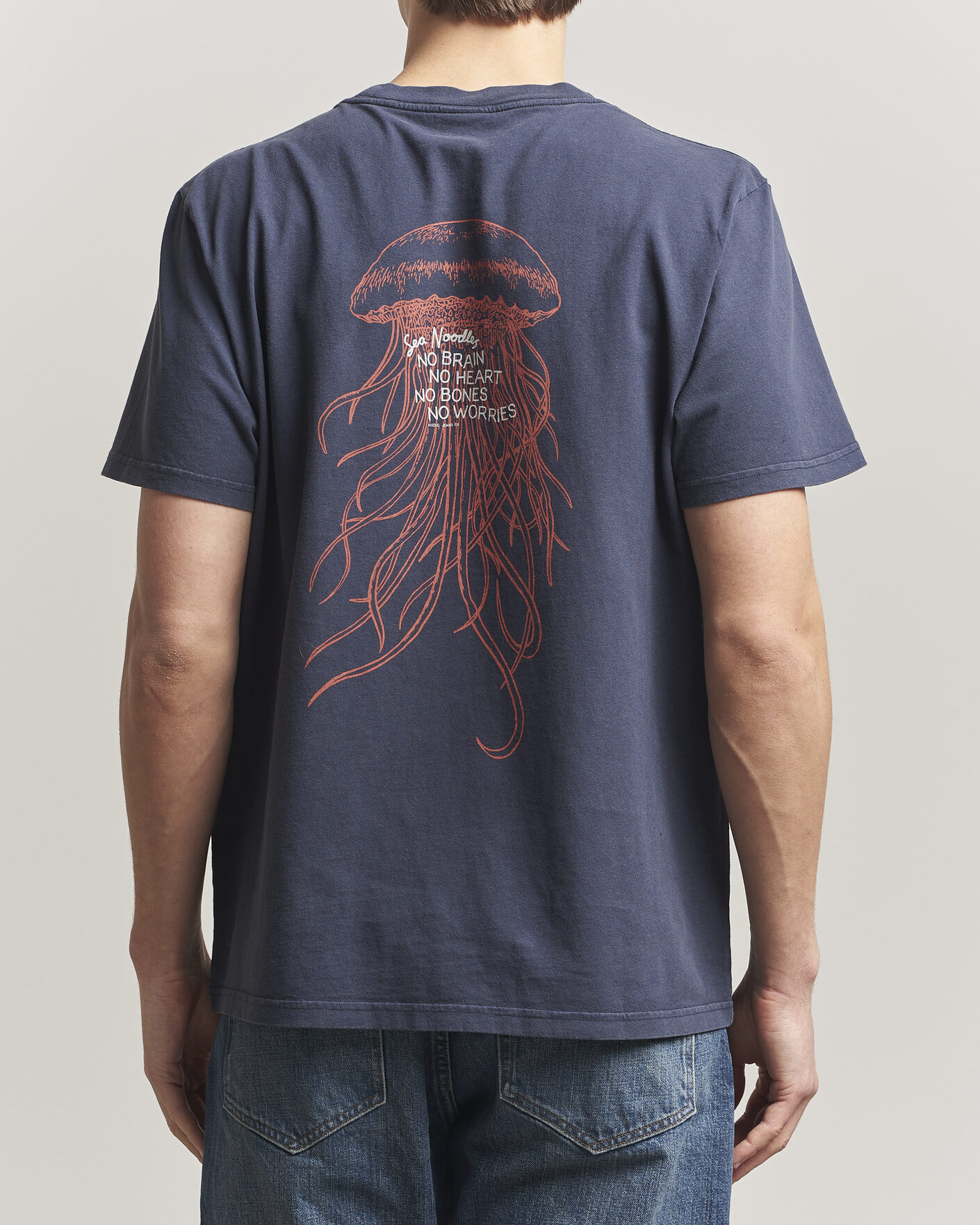 Herren | T-Shirts | Nudie Jeans | Roy Printed T-Shirt Dark Blue