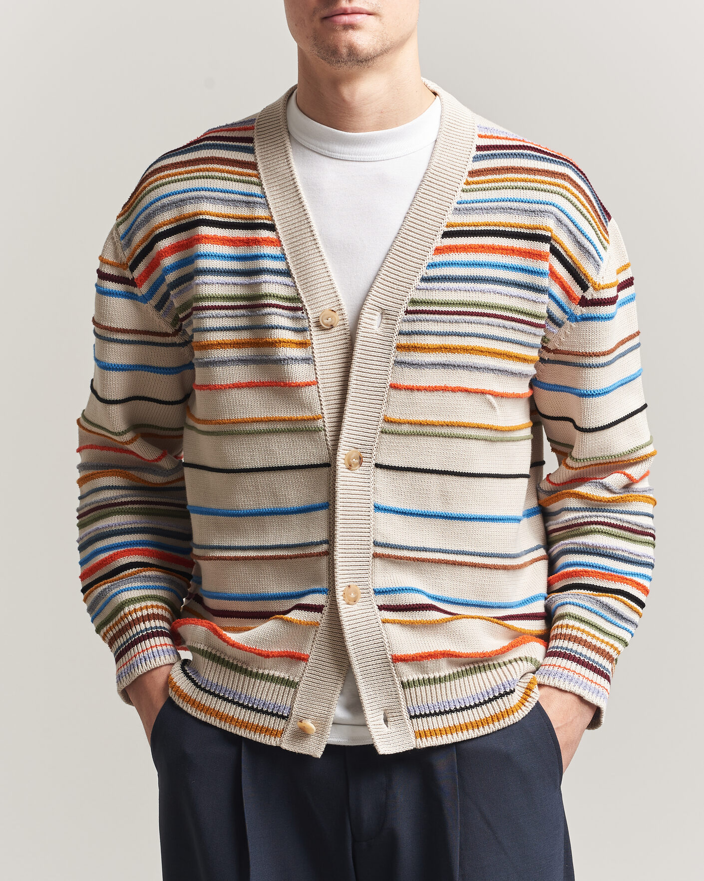 Herren | Pullover | Paul Smith | Signature Stripe Knitted Cardigan White