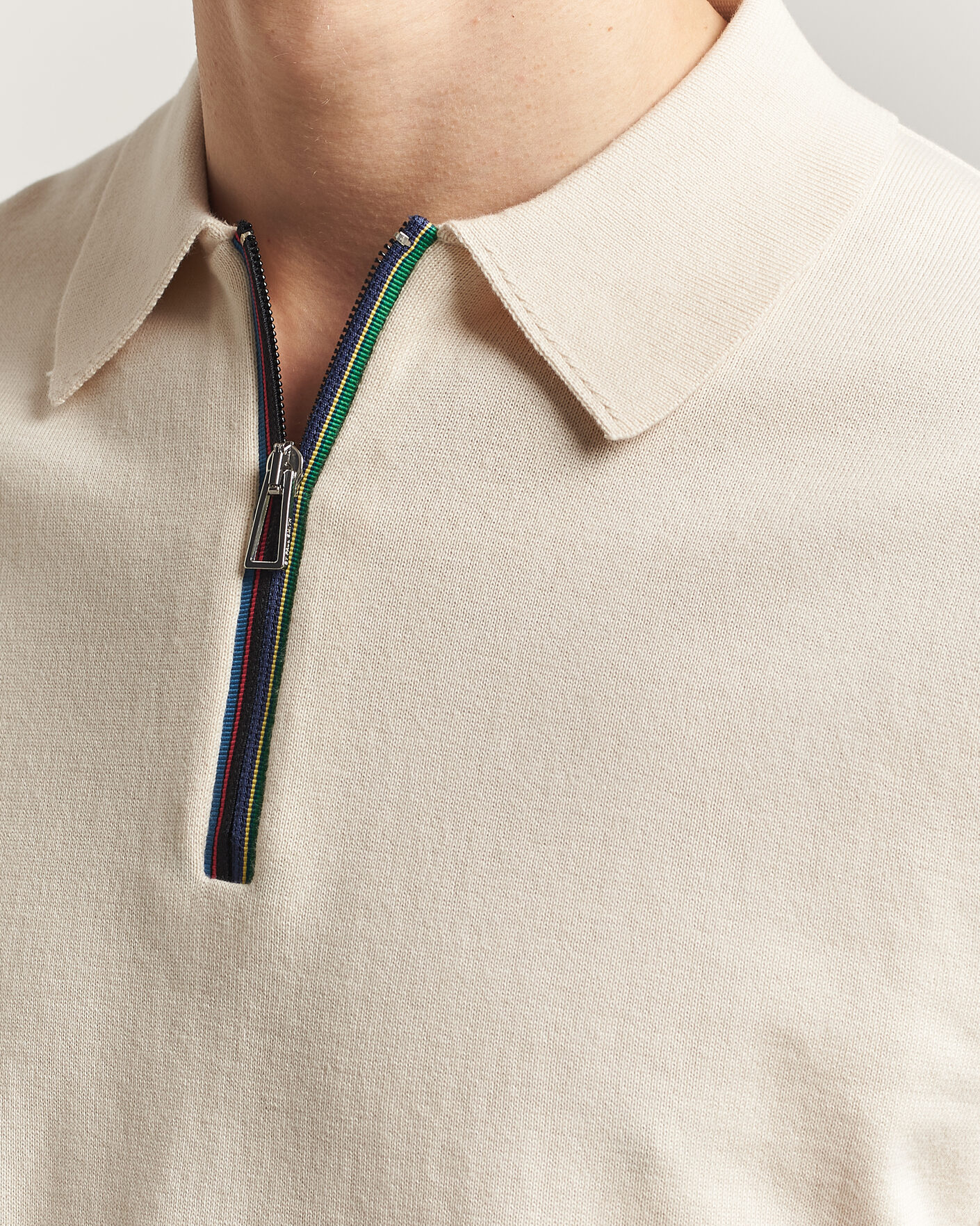 Herren | Poloshirts | PS Paul Smith | Cotton Knitted Half Zip Polo Off White