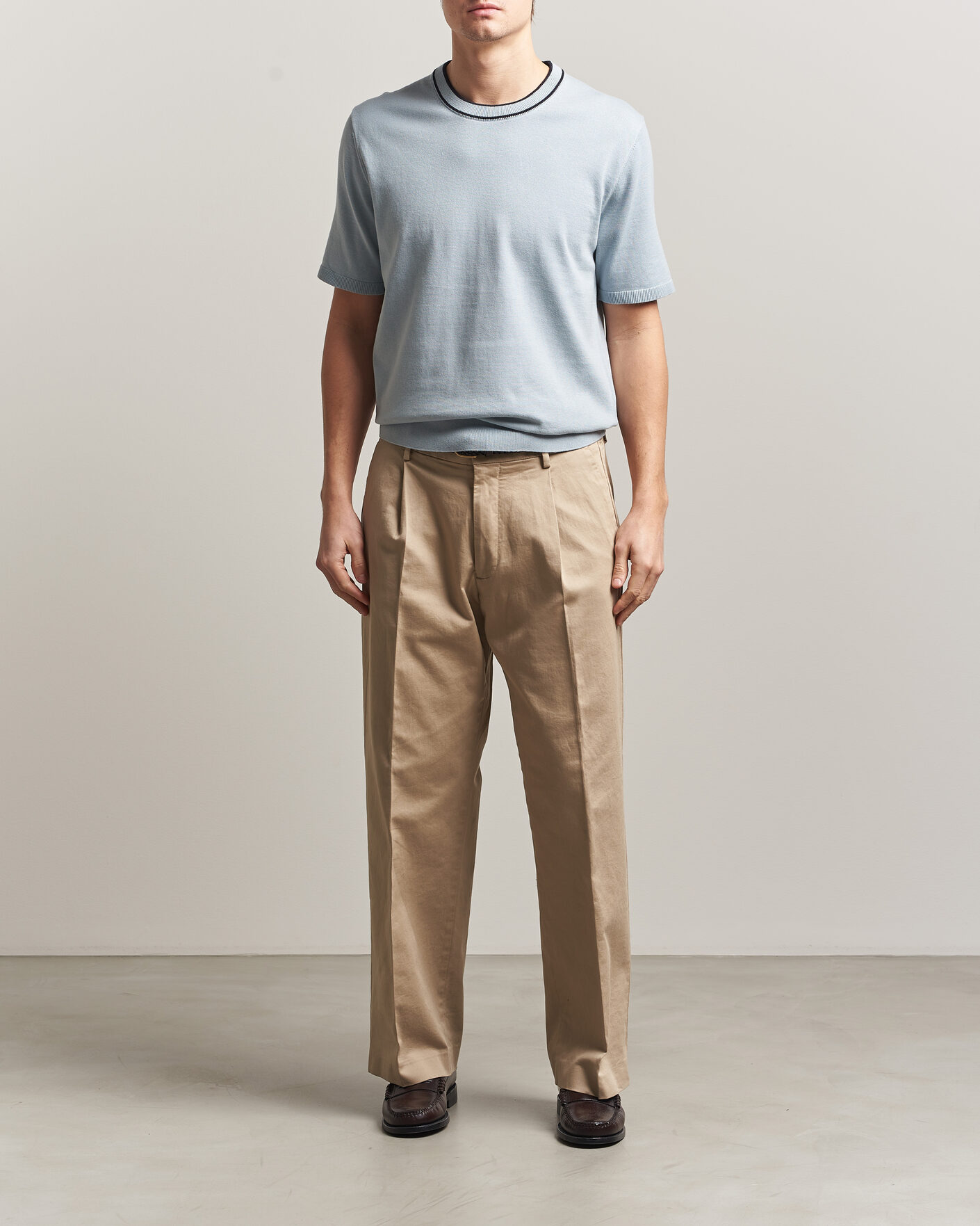 Herren | T-Shirts | PS Paul Smith | Cotton Knitted T-Shirt Light Blue