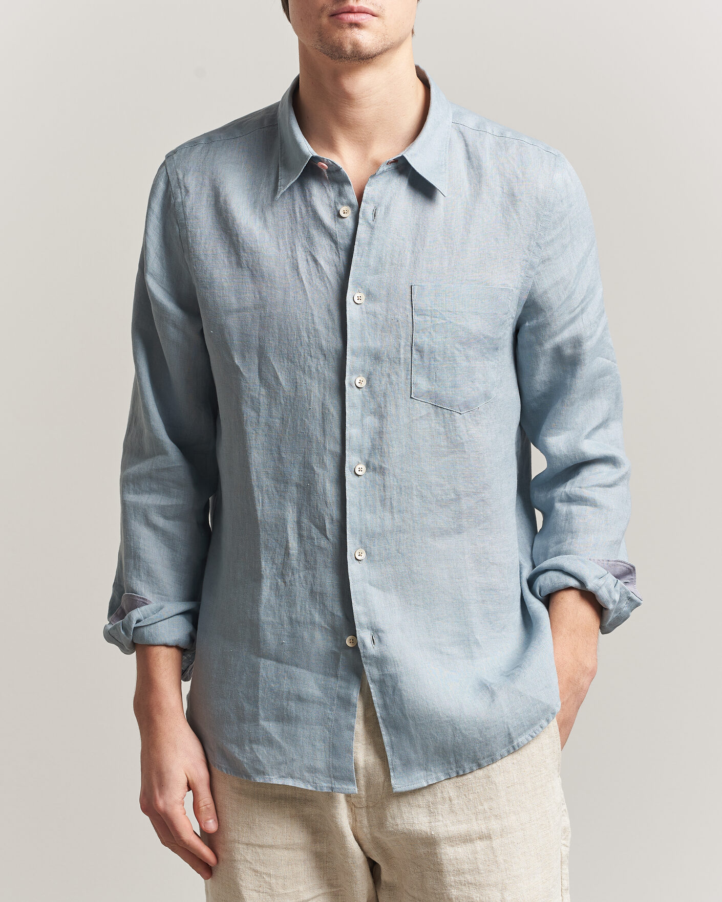 Herren | Hemden | PS Paul Smith | Tailored Fit Linen Shirt Light Blue