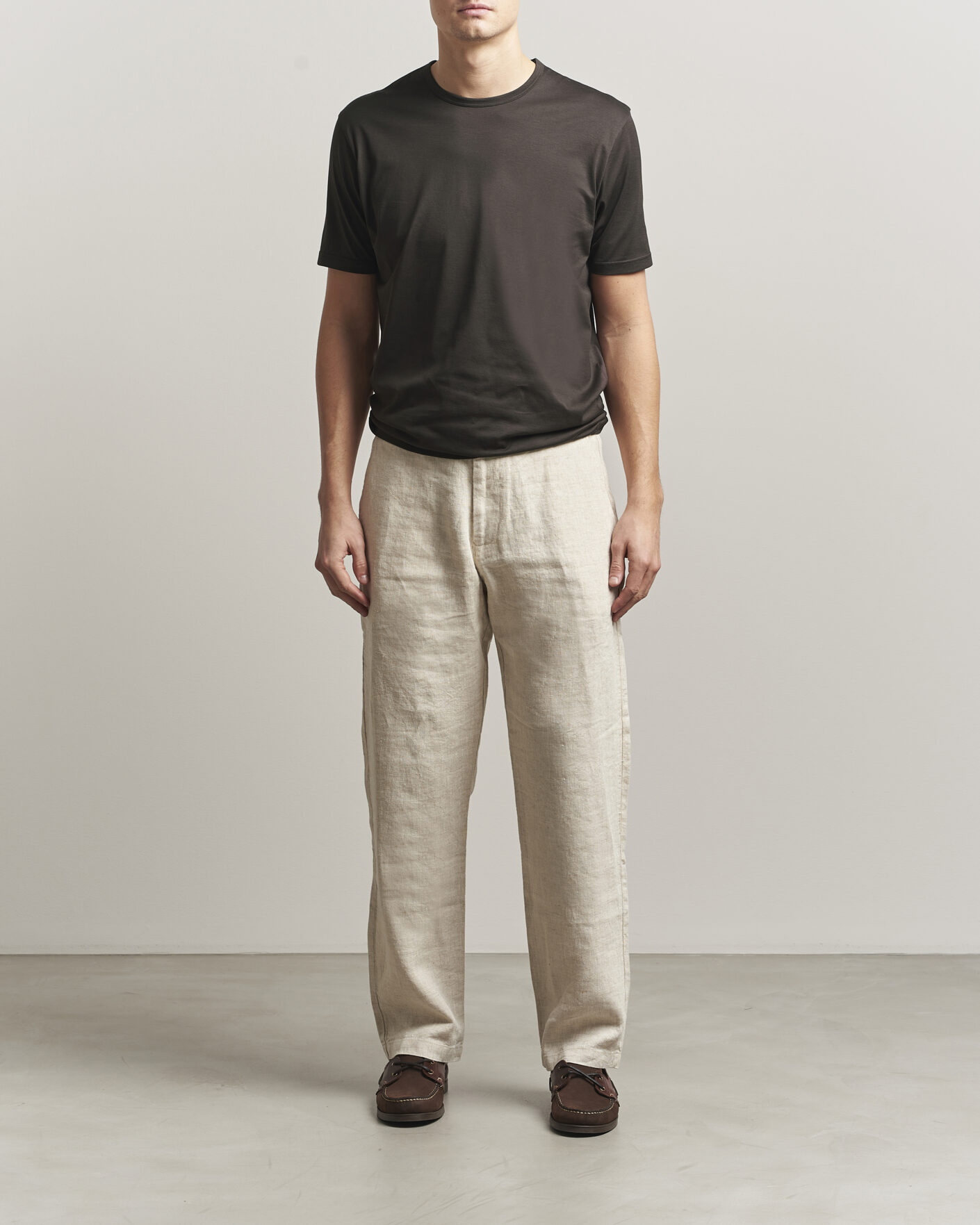 Herren | T-Shirts | Sunspel | Crew Neck Q82 Cotton T-Shirt Dark Chocolate