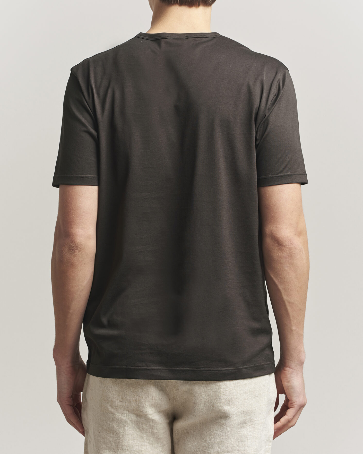Herren | T-Shirts | Sunspel | Crew Neck Q82 Cotton T-Shirt Dark Chocolate