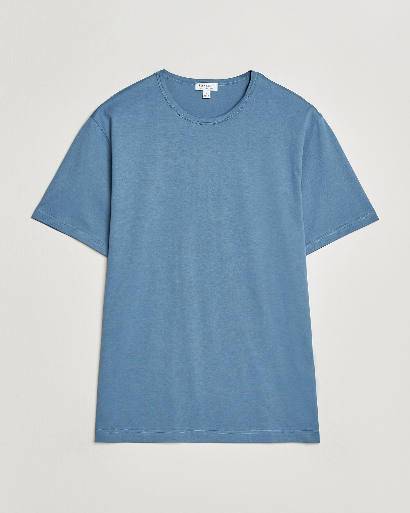 Herren | T-Shirts | Sunspel | Crew Neck Q82 Cotton T-Shirt Air Force Blue
