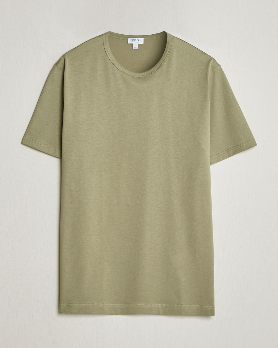 Herren | T-Shirts | Sunspel | Crew Neck Q82 Cotton T-Shirt Pistachio