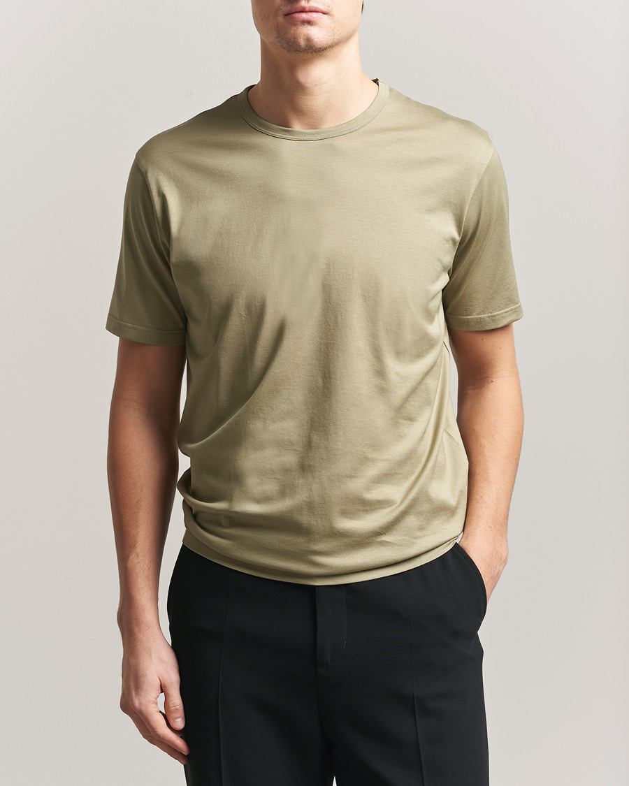 Herren | T-Shirts | Sunspel | Crew Neck Q82 Cotton T-Shirt Pistachio