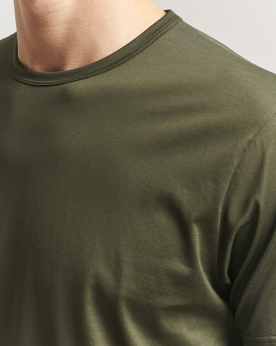 Herren | T-Shirts | Sunspel | Crew Neck Q82 Cotton T-Shirt Deep Olive