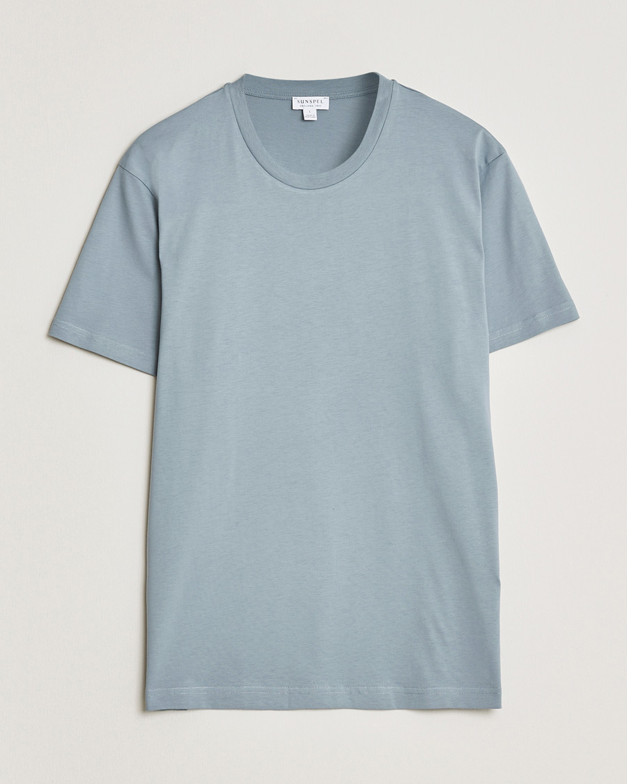 Herren | T-Shirts | Sunspel | Riviera Midweight T-Shirt Stone Blue