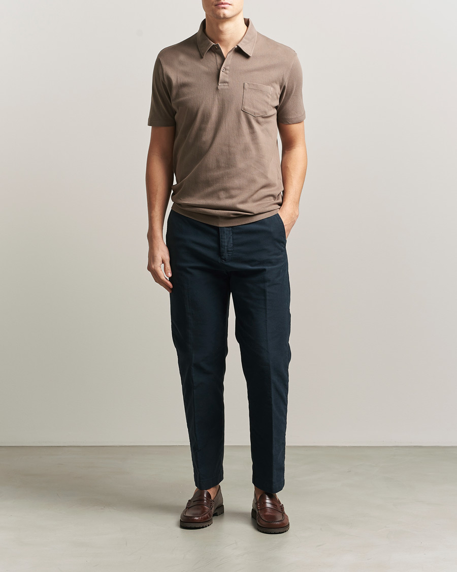 Herren | Poloshirts | Sunspel | Riviera Polo Shirt Dark Cedar