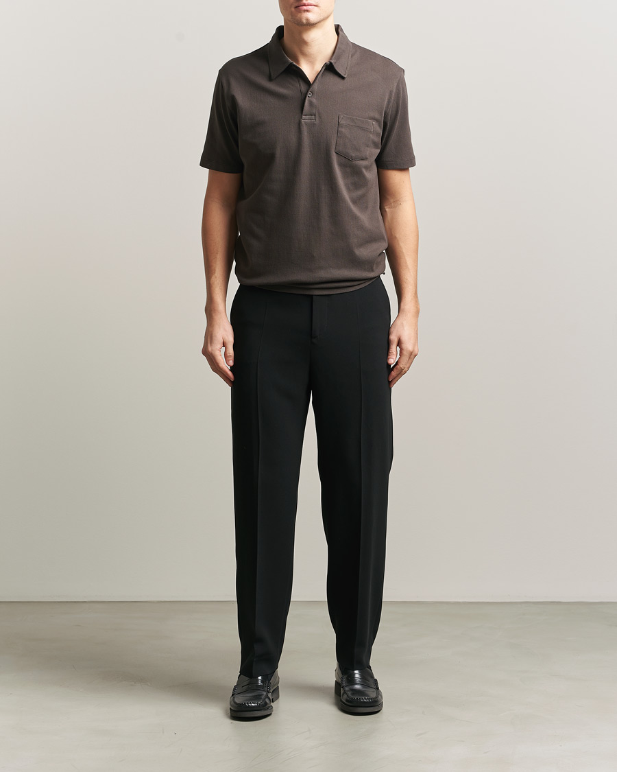 Herren | Poloshirts | Sunspel | Riviera Polo Shirt Dark Chocolate
