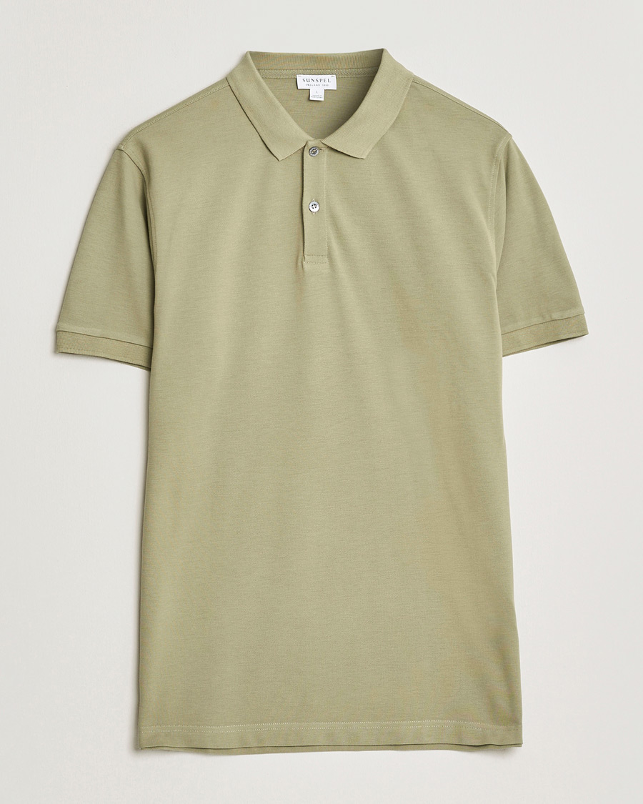 Herren | Poloshirts | Sunspel | Supima Cotton Short Sleeve Pique Polo Pistachio