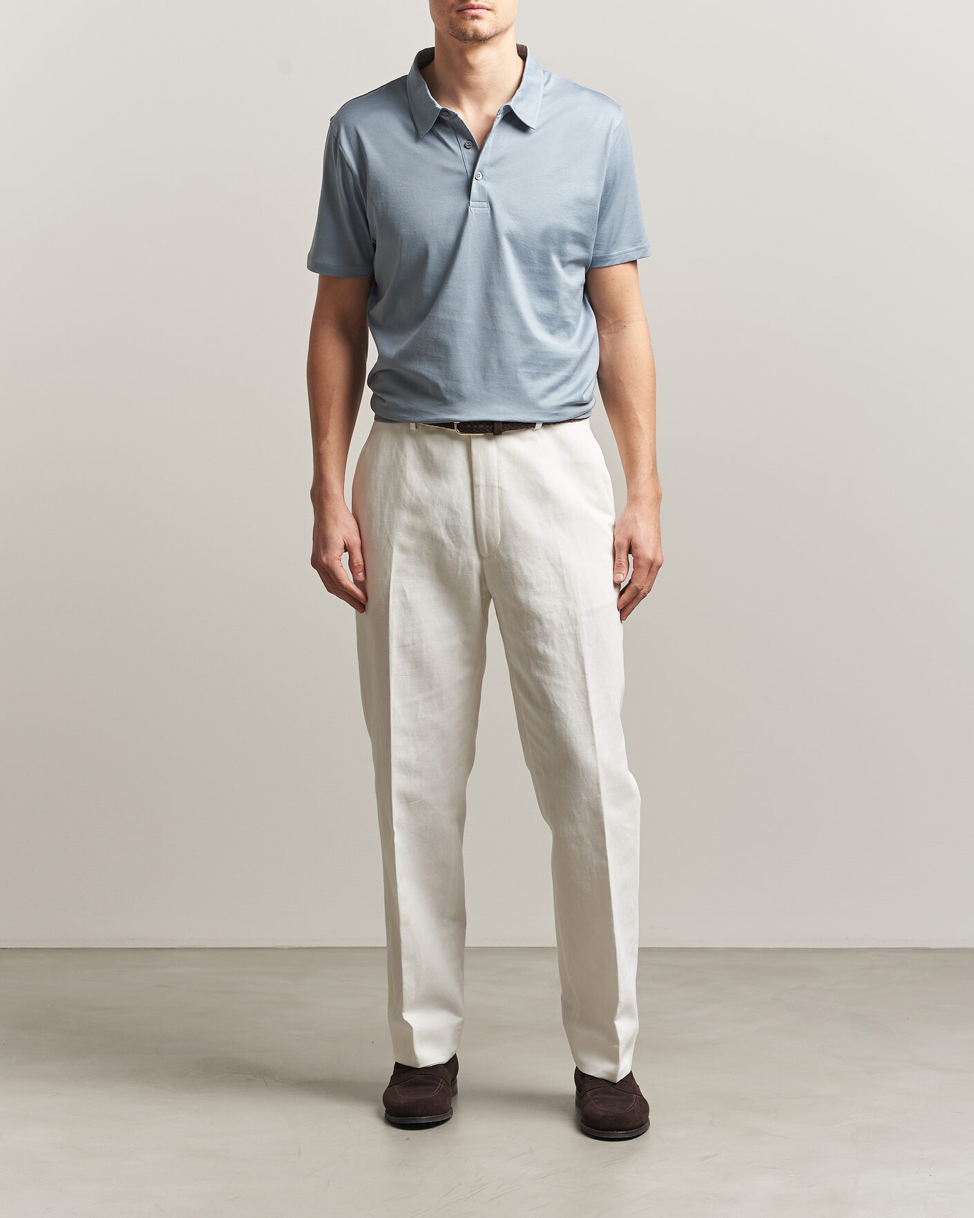 Herren | Poloshirts | Sunspel | Cotton Jersey Polo Stone Blue