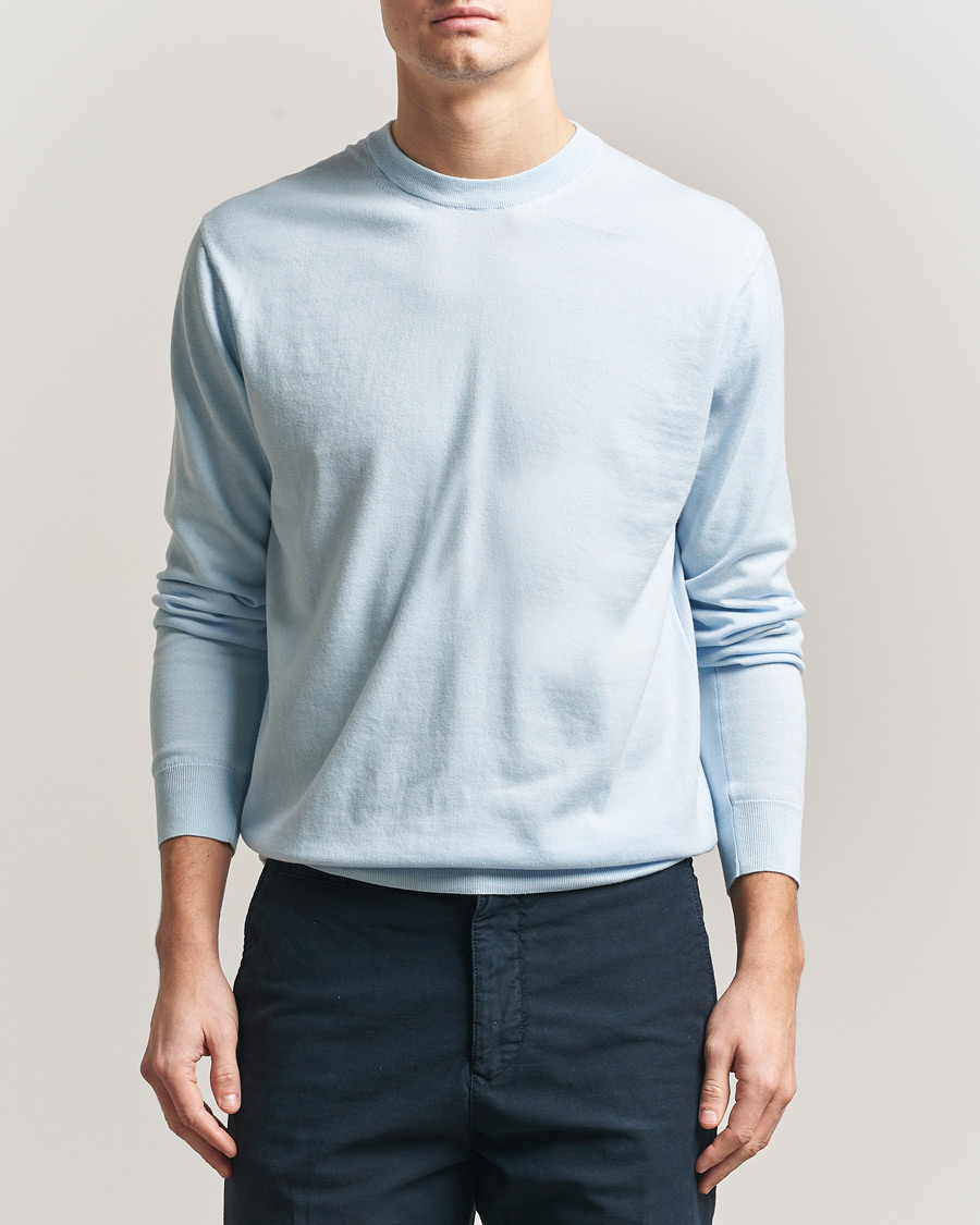 Herren | Pullover | Sunspel | Lightweight Knitted Cotton Crew Pastel Blue