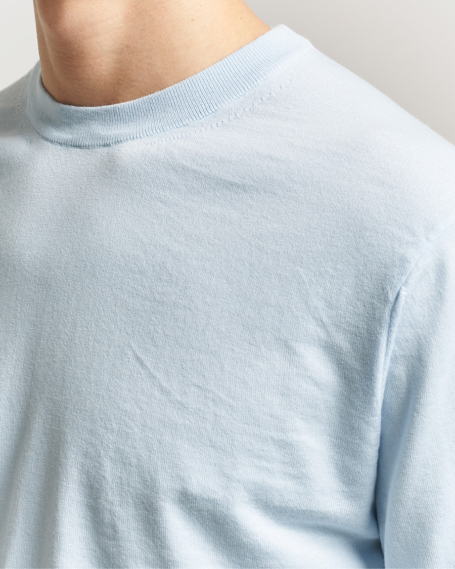 Herren | Pullover | Sunspel | Lightweight Knitted Cotton Crew Pastel Blue