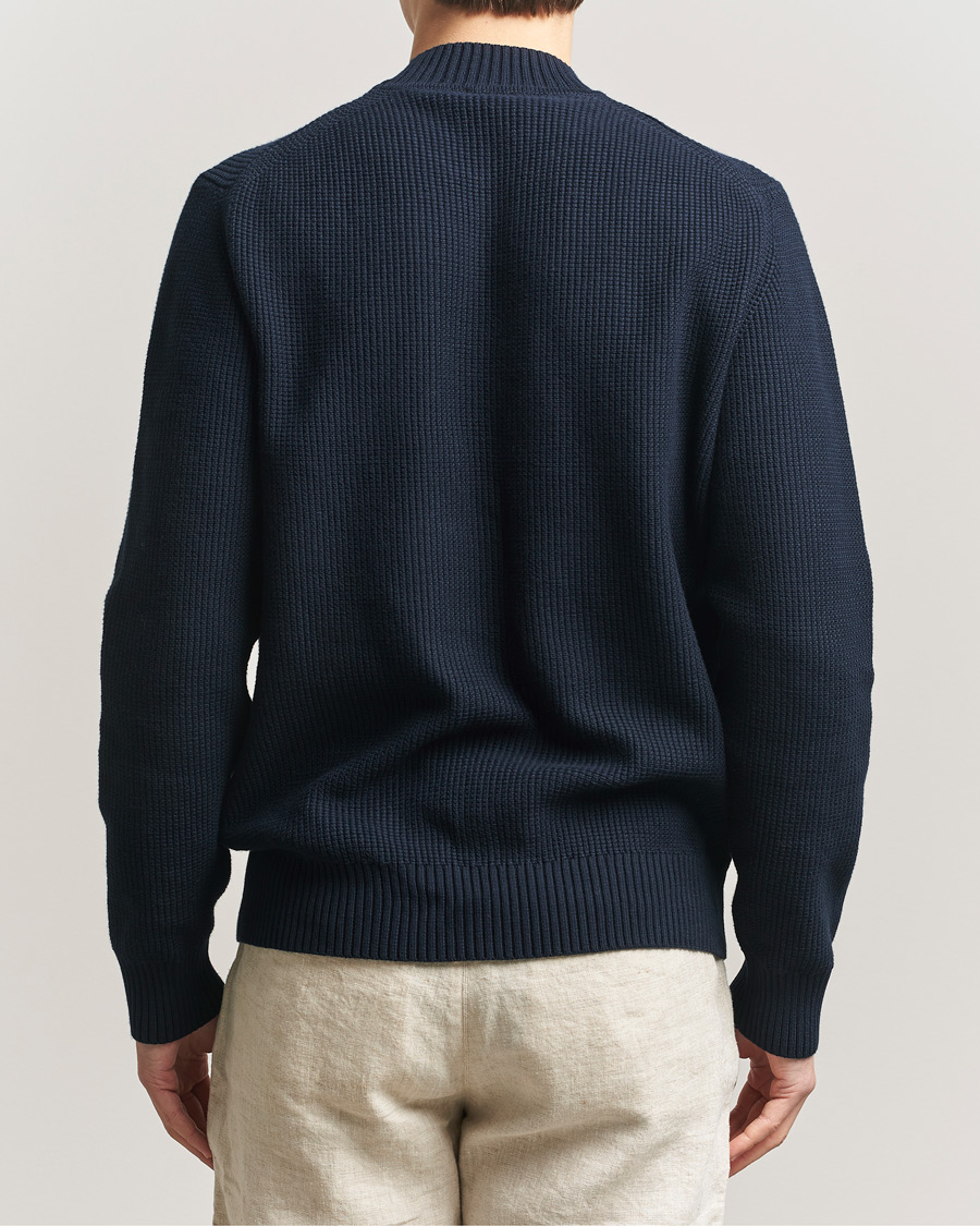 Herren | Pullover | Sunspel | Cotton Stitch Mock Neck Navy