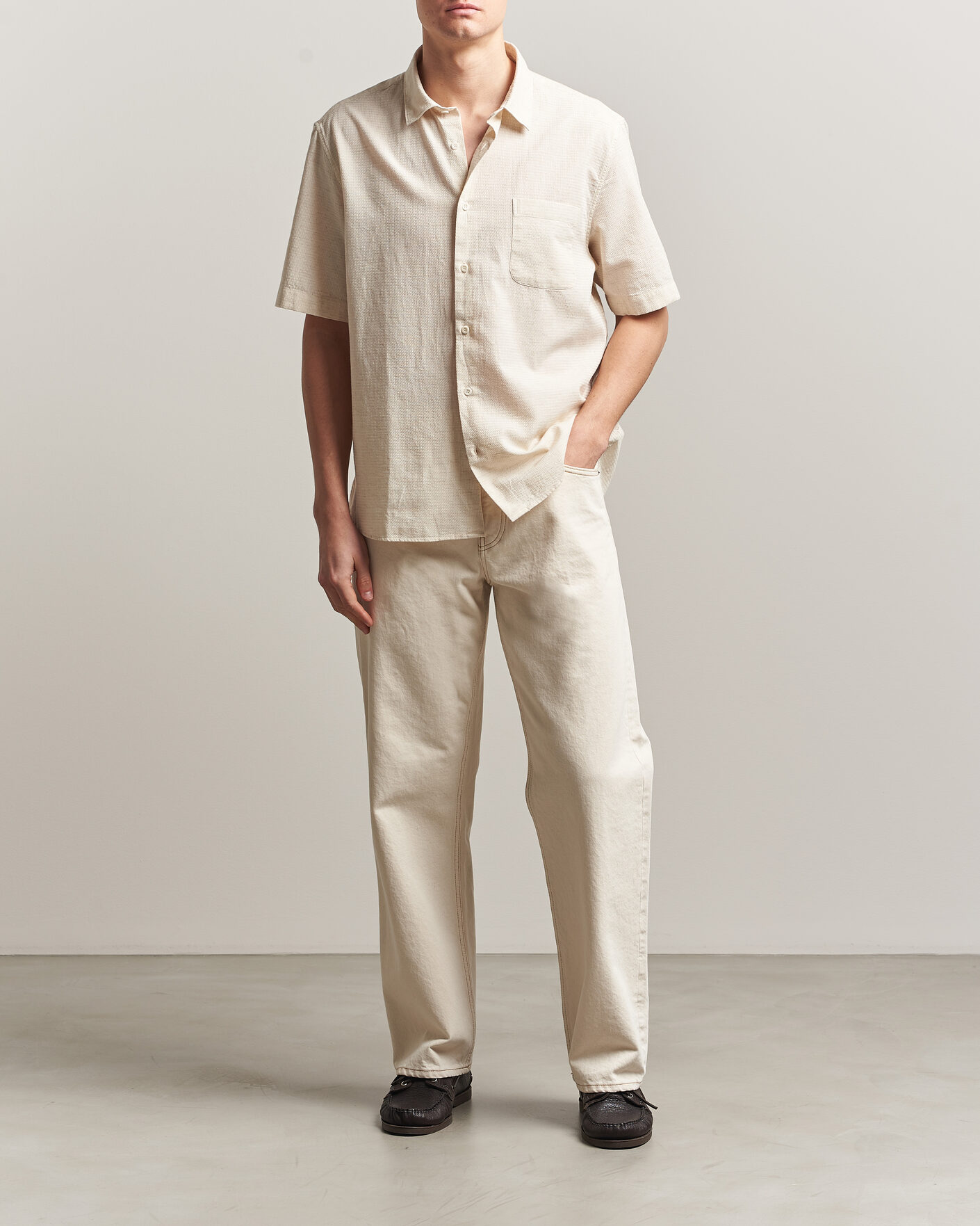 Herren | Hemden | Sunspel | Natural Texture Linen Shirt Ecru