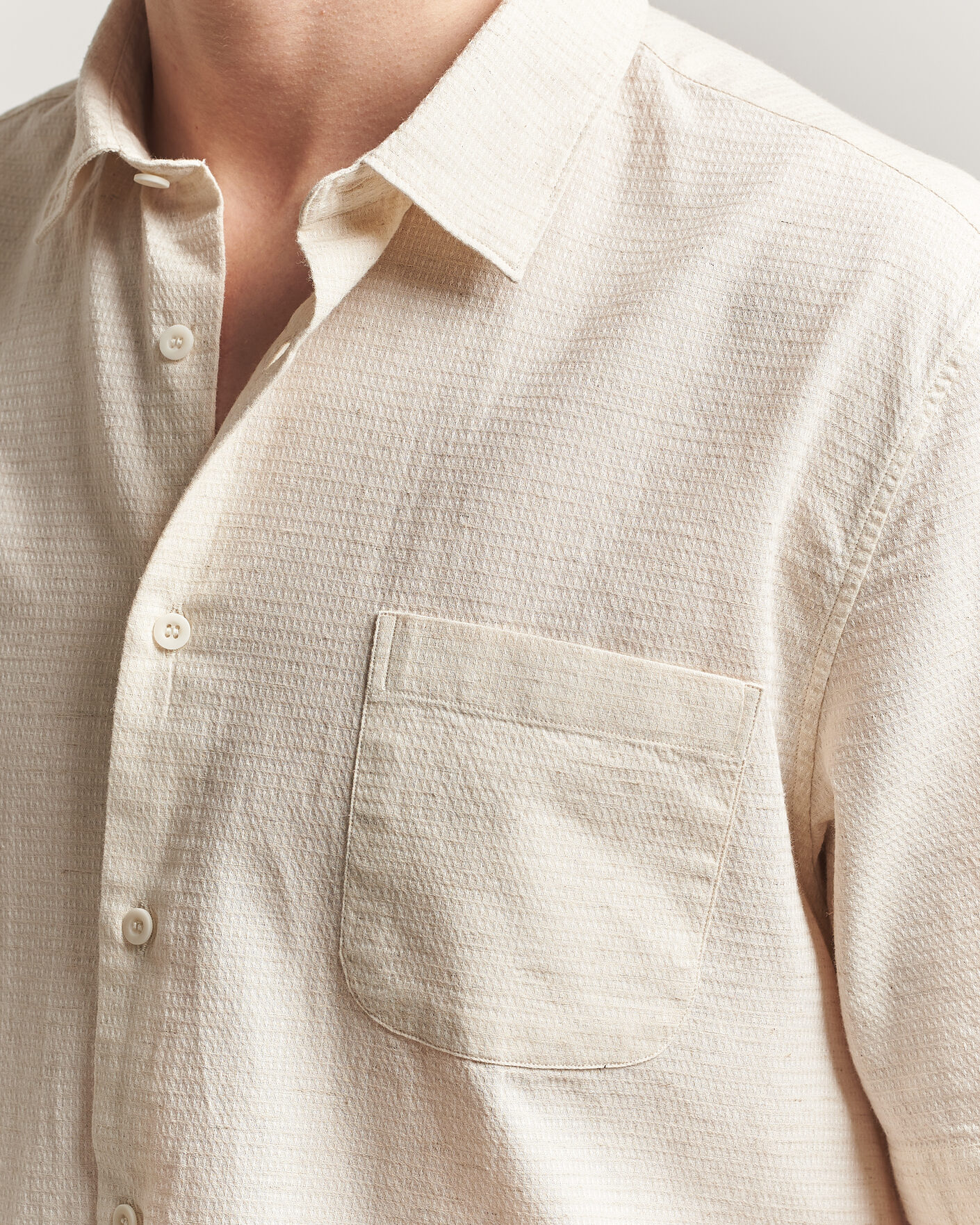 Herren | Hemden | Sunspel | Natural Texture Linen Shirt Ecru