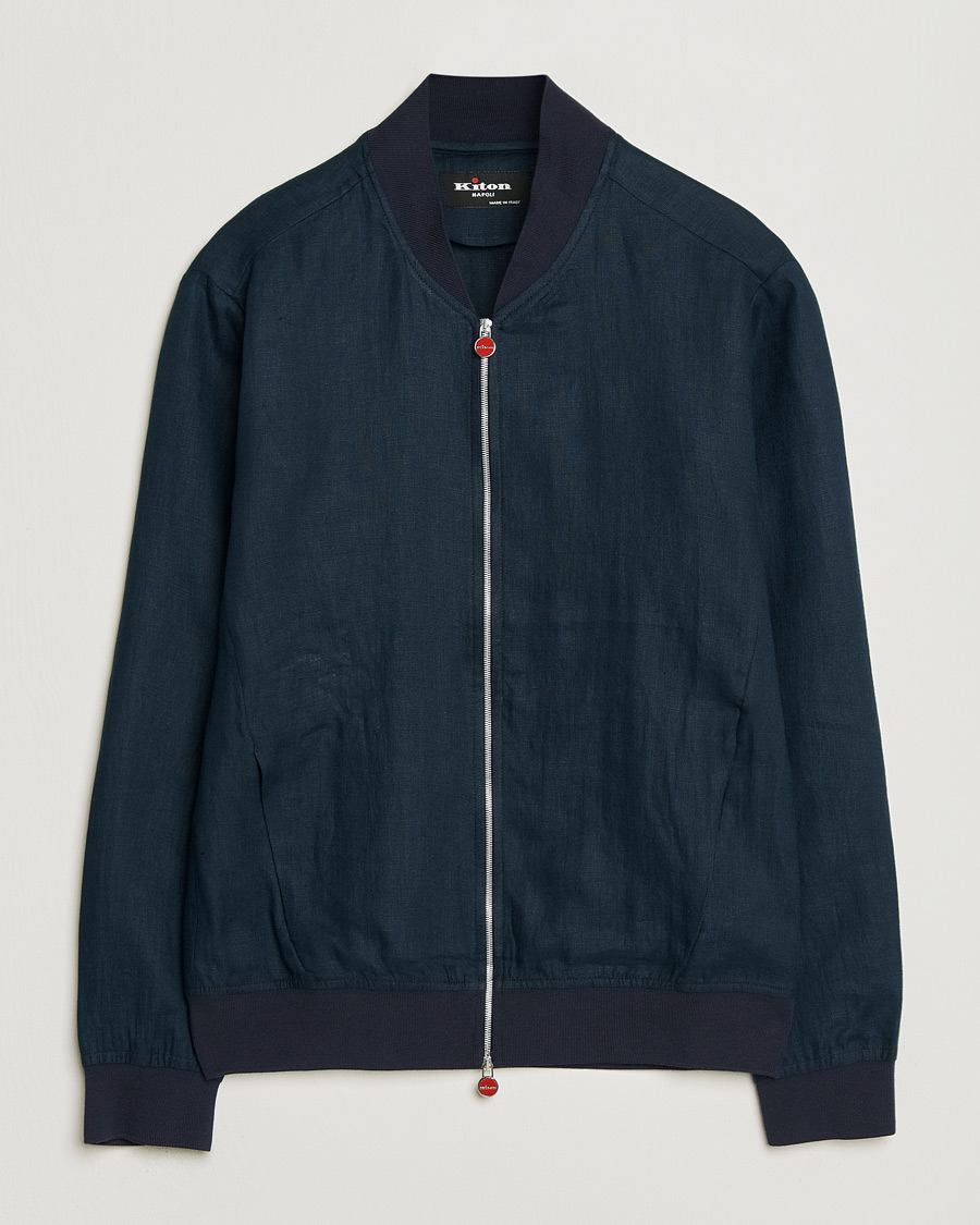 Herren | Jacken | Kiton | Unlined Linen Bomber Jacket Navy