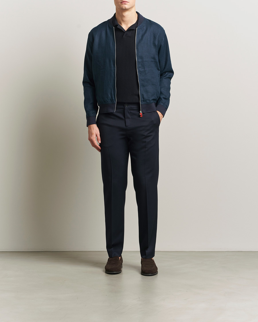 Herren | Jacken | Kiton | Unlined Linen Bomber Jacket Navy